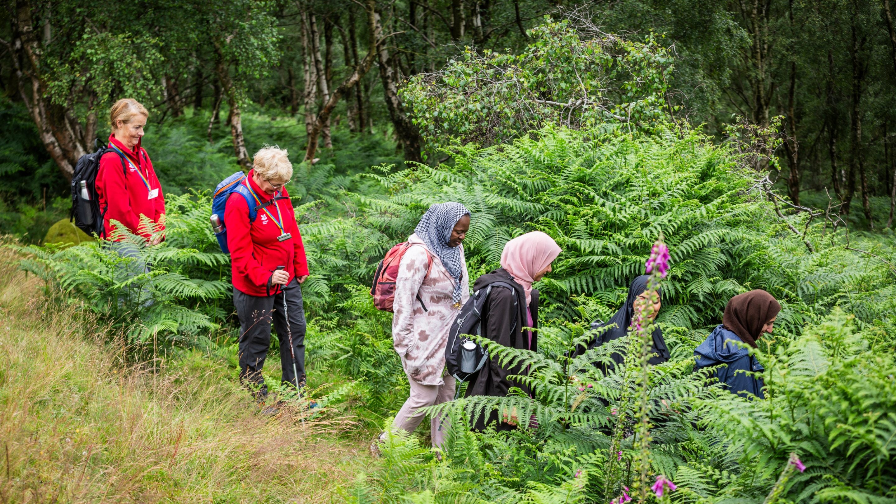 Visitors on a walking trail at Longshaw, Burbage and the Eastern Moors, Derbyshire