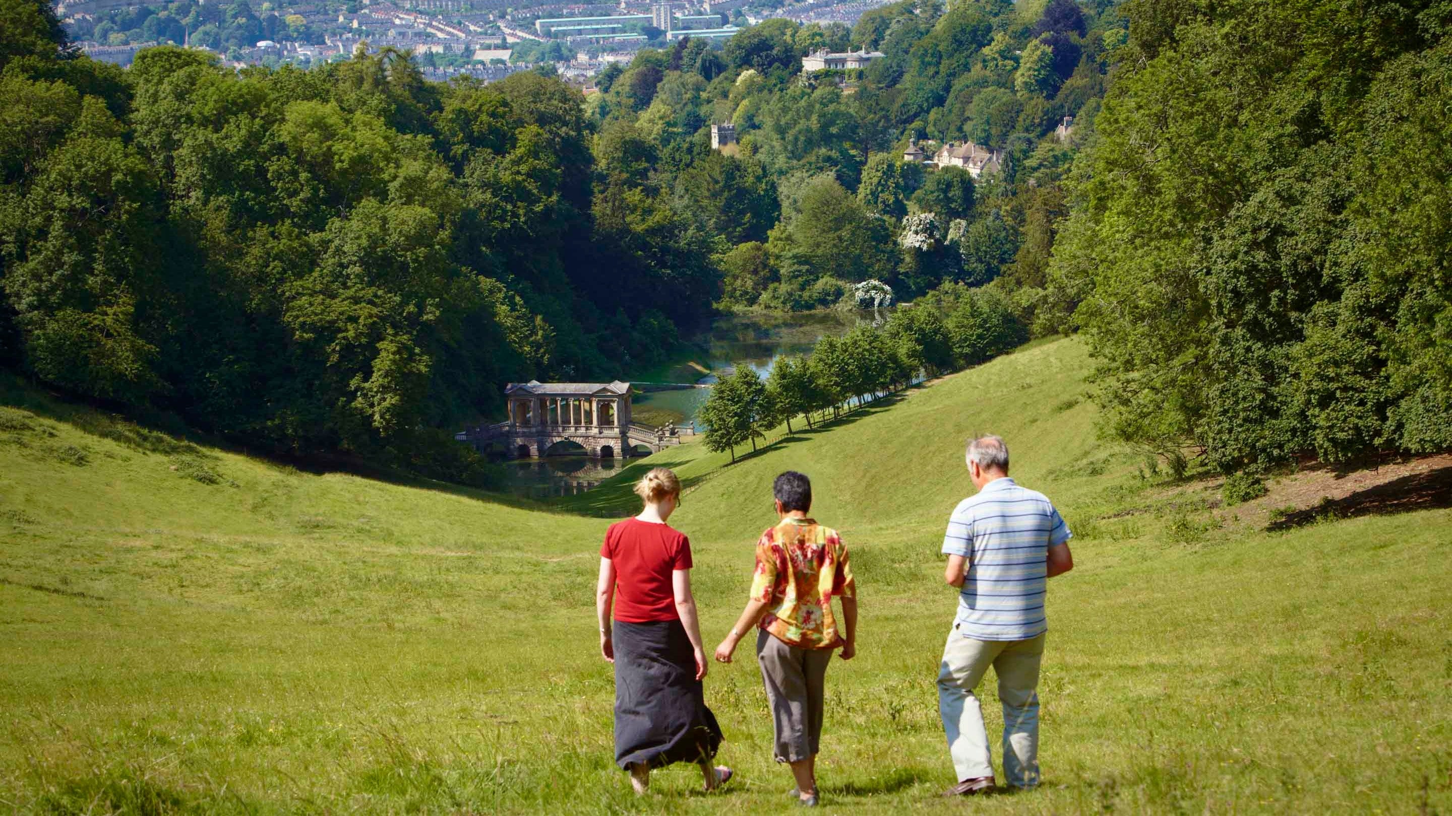 Visitors on the Wilderness at Prior Park Landscape Garden, Bath, Somerset