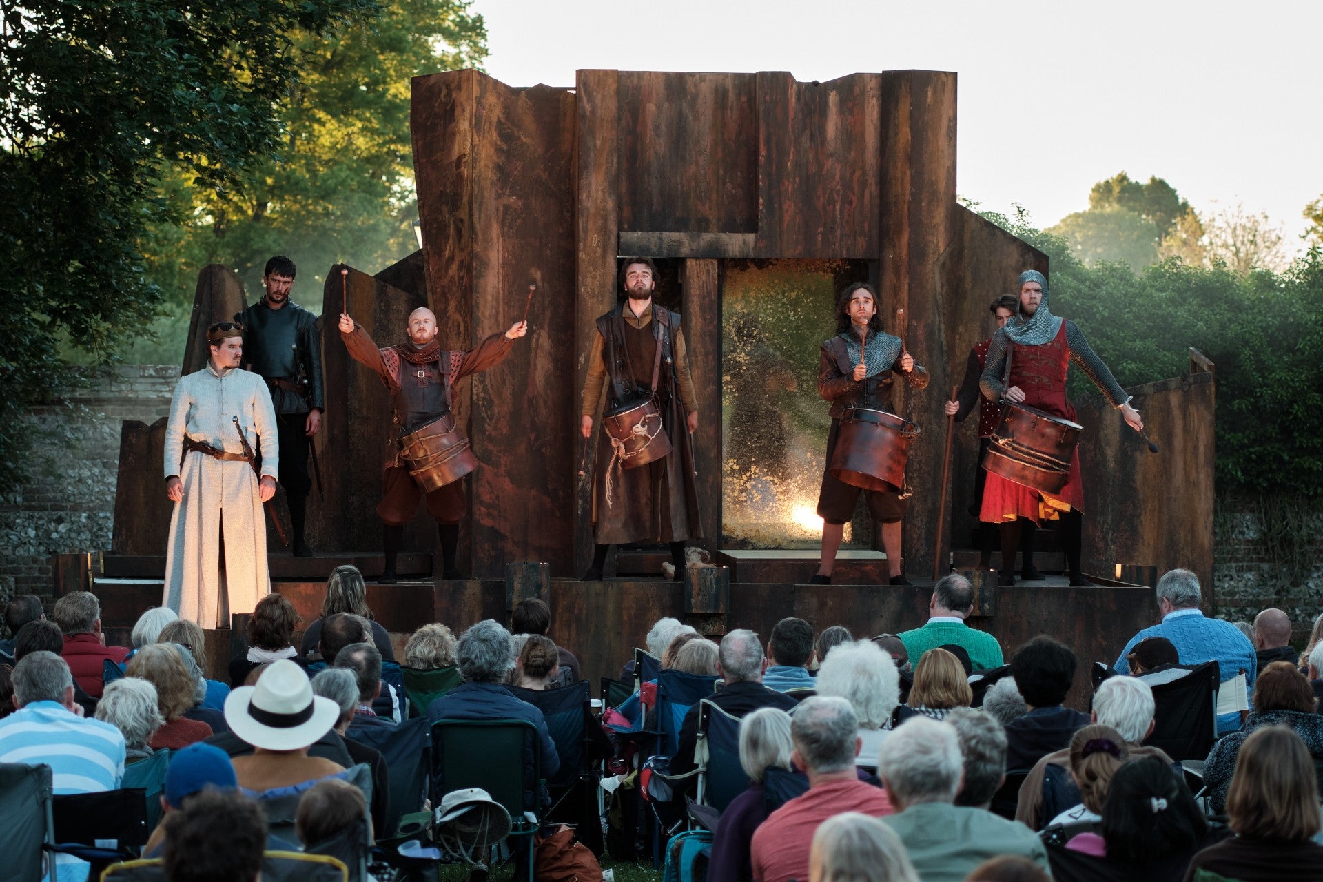 Outdoor theatre performance of HAMLET in the summer.