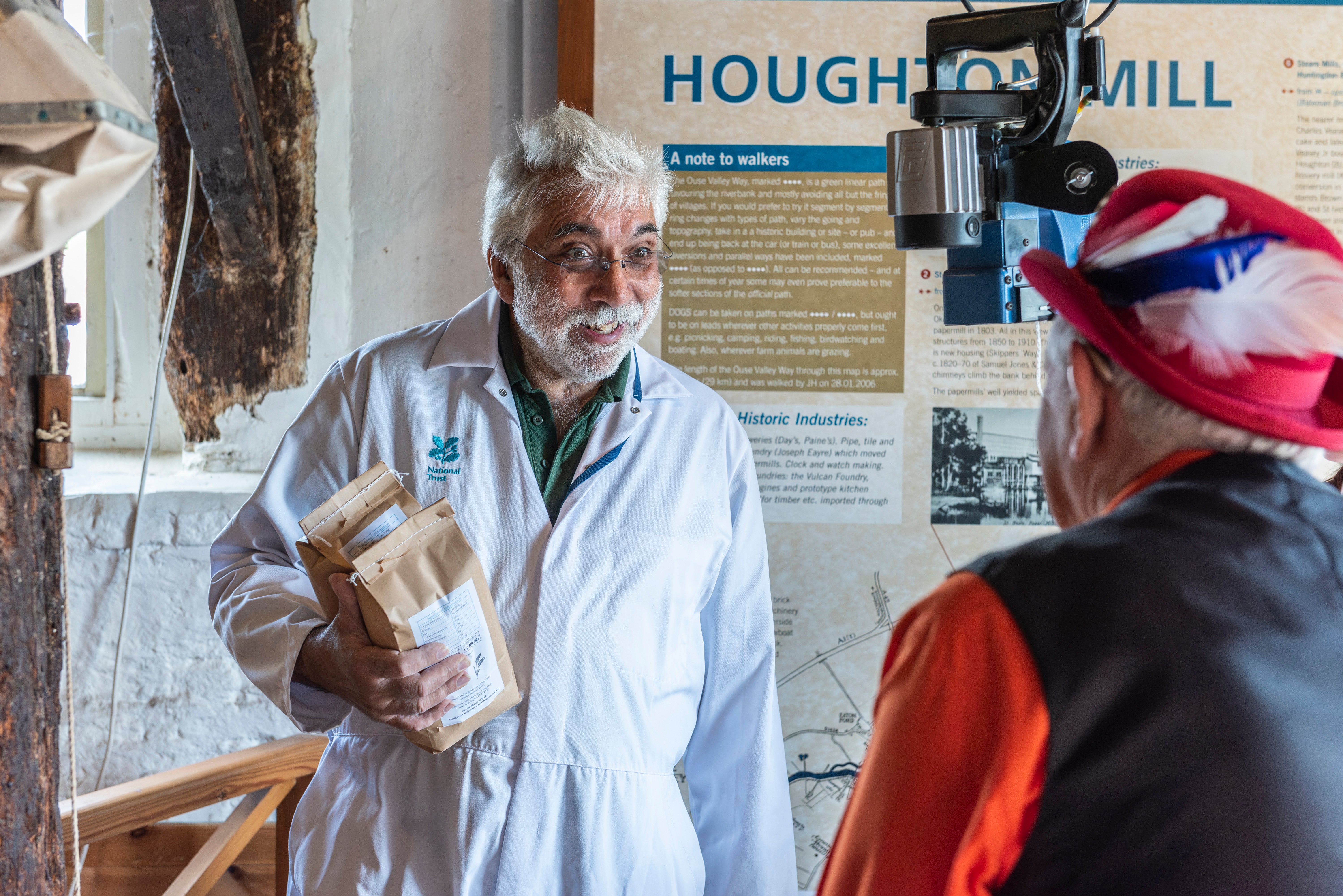 Volunteers with bags of flour