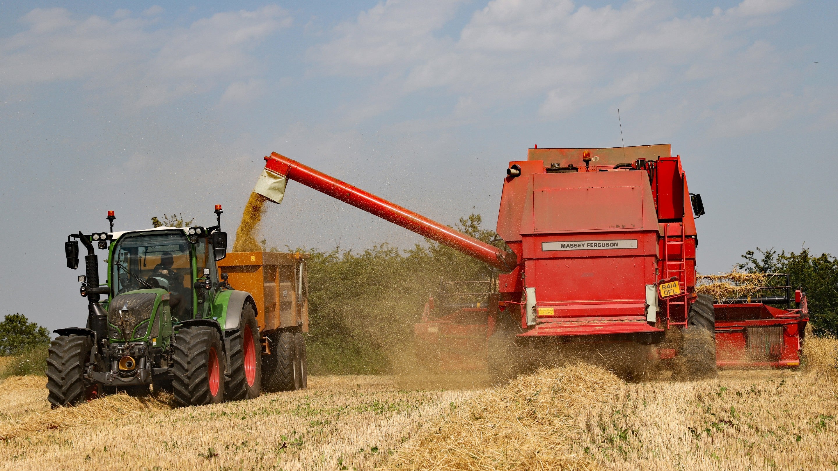 A combine harvester at Wimpole Estate, Cambridgeshire