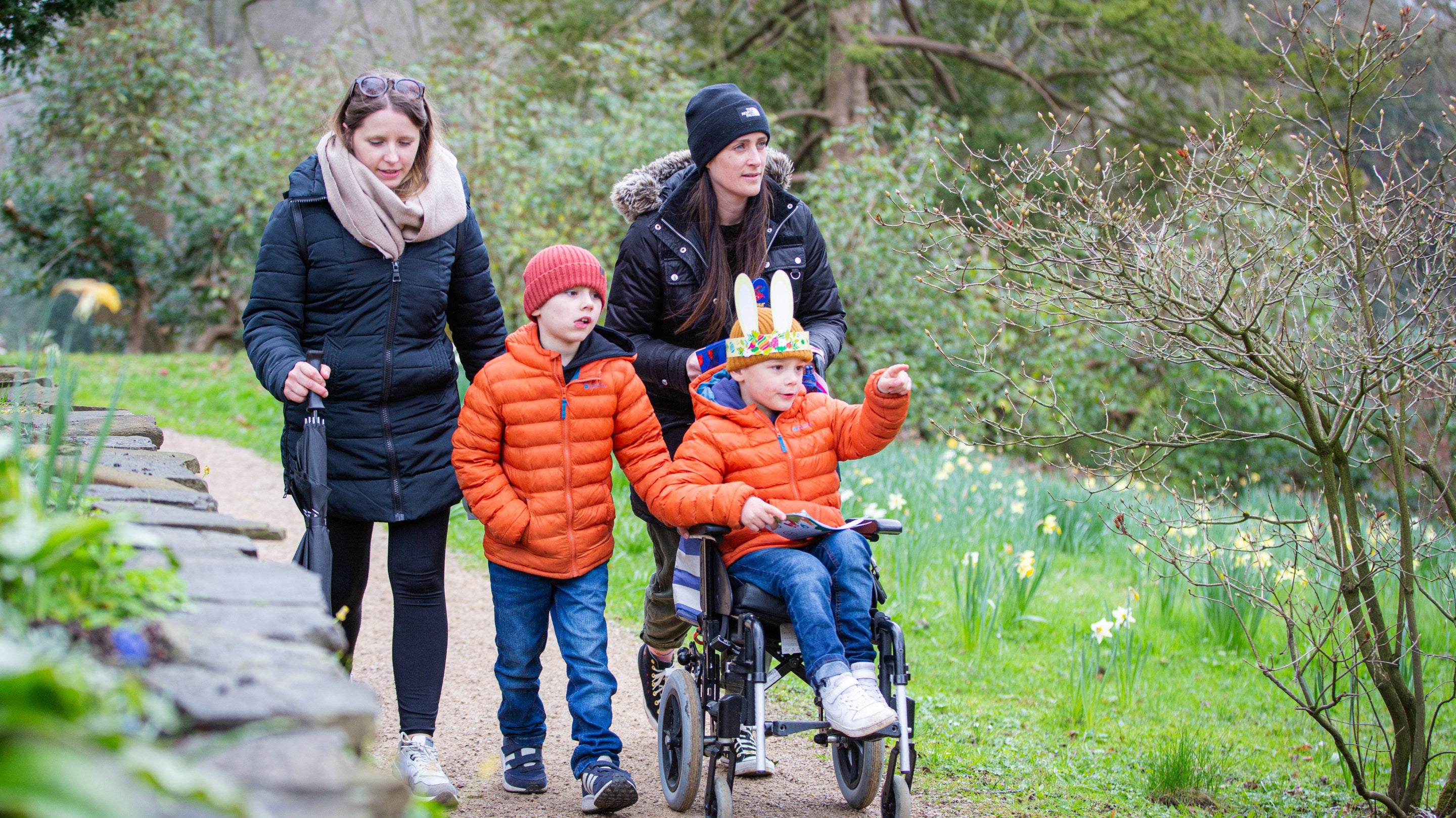 Visitors on the Easter trail at Quarry Bank, Cheshire