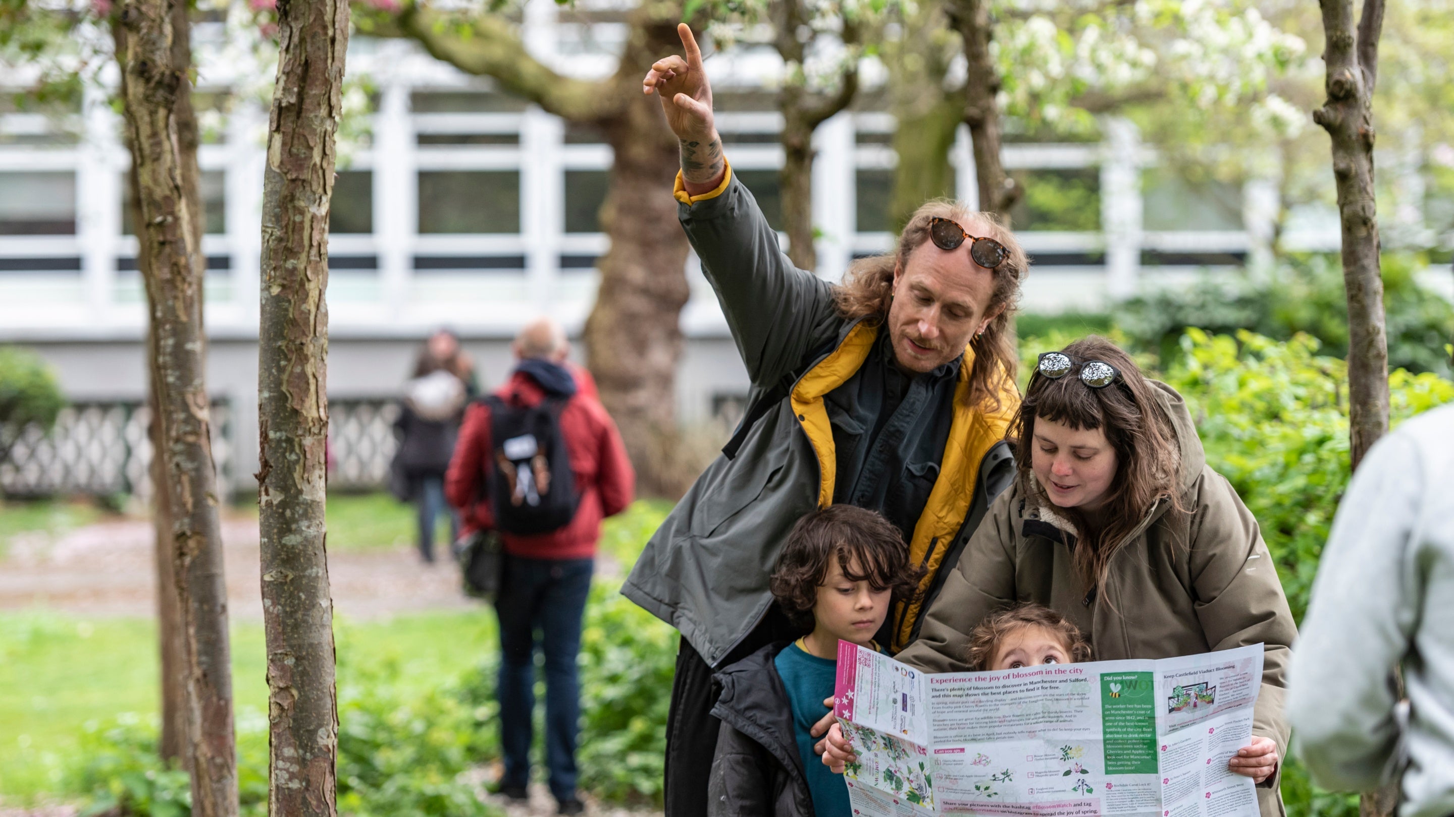 A family on the 'Bloomtown Trail' in Manchester