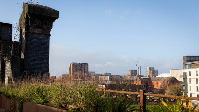 View towards Salford from Castlefield Viaduct, Manchester