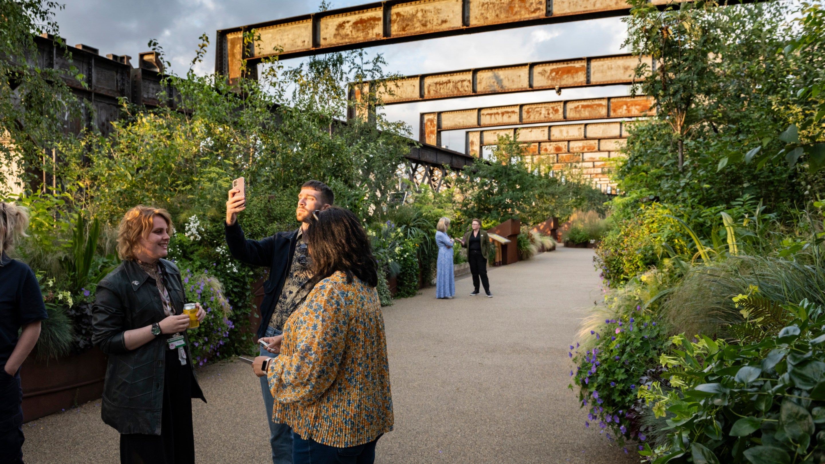 Visitors at the 1st anniversary celebration of Castlefield Viaduct, Manchester