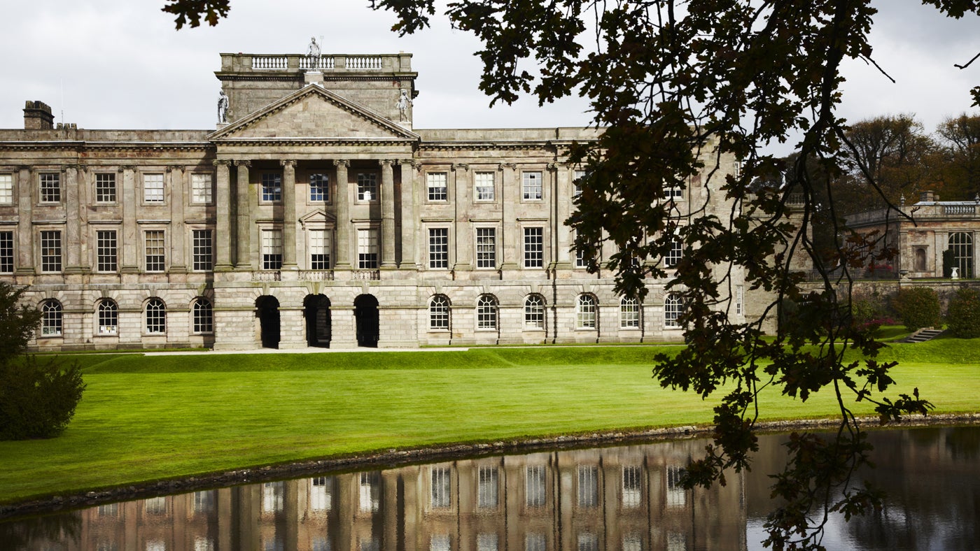The lake and south front of Lyme Park, Cheshire