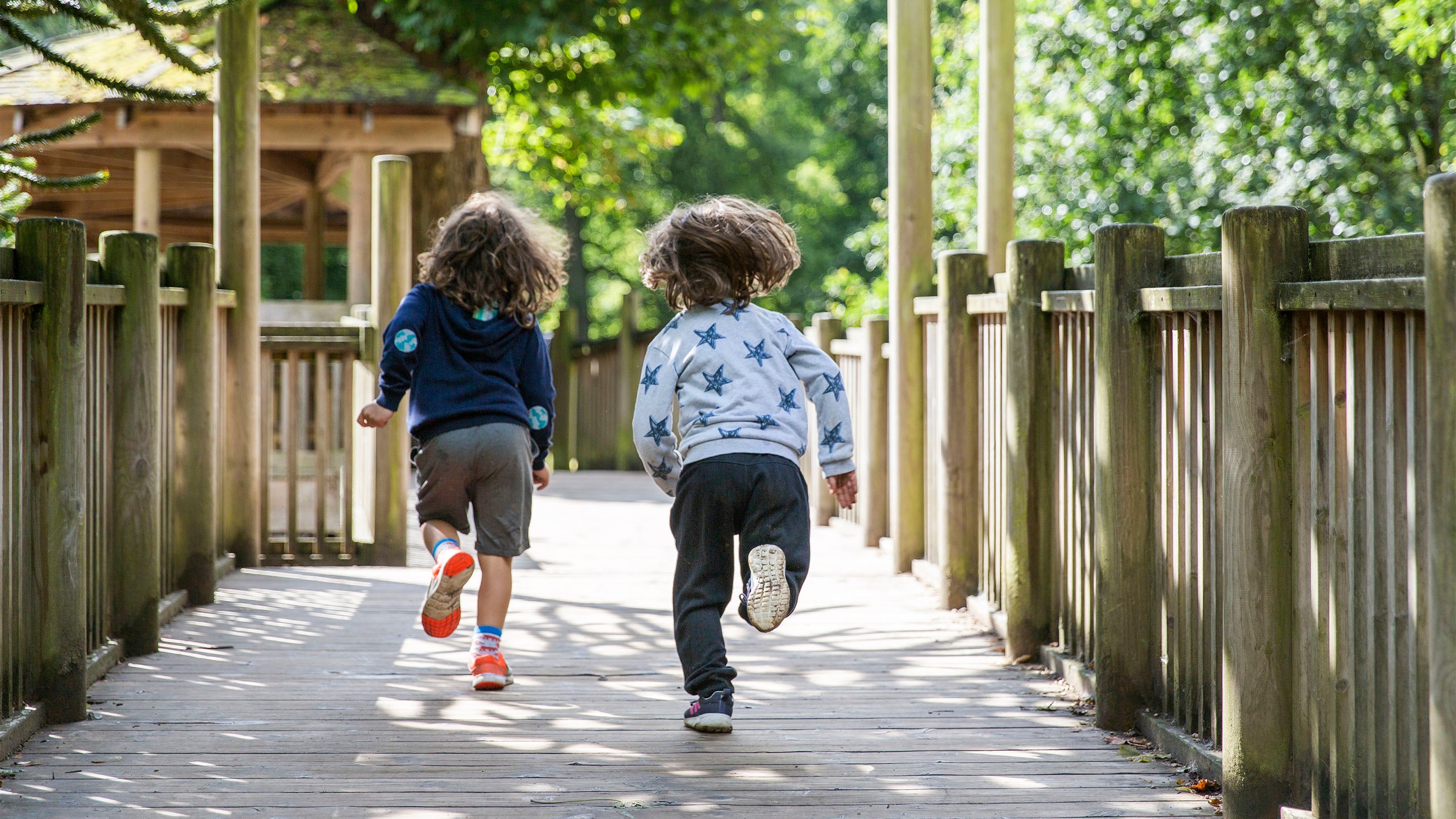 Children enjoying the Crow Wood play area at Lyme Park, Cheshire