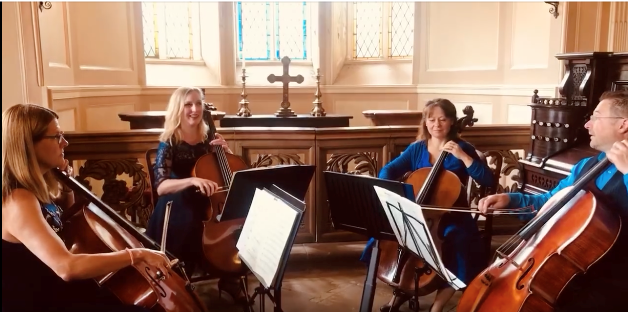 Cello quartet performing in Chapel at Lyme