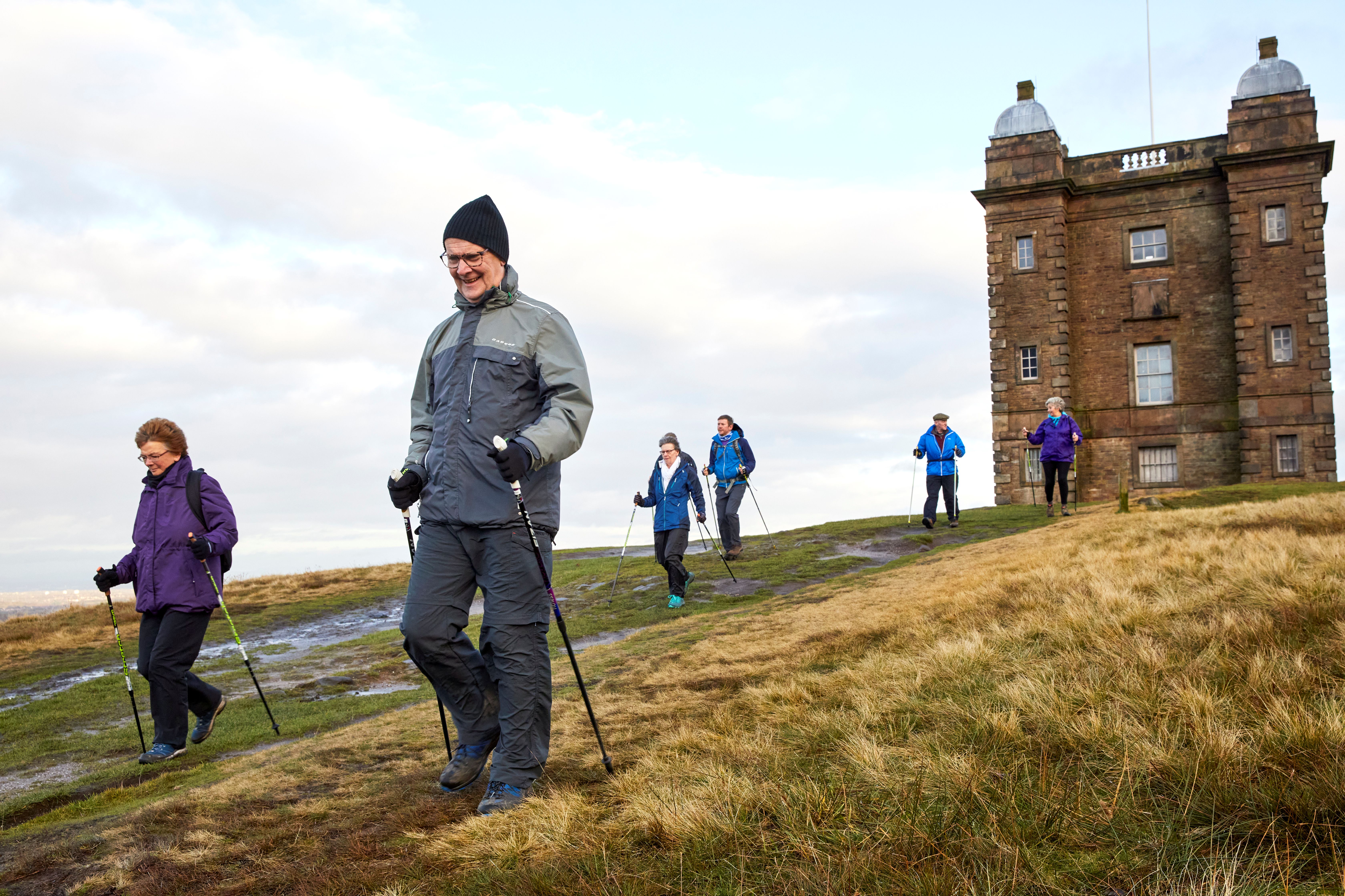 Nordic walking on the estate at Lyme, Cheshire
