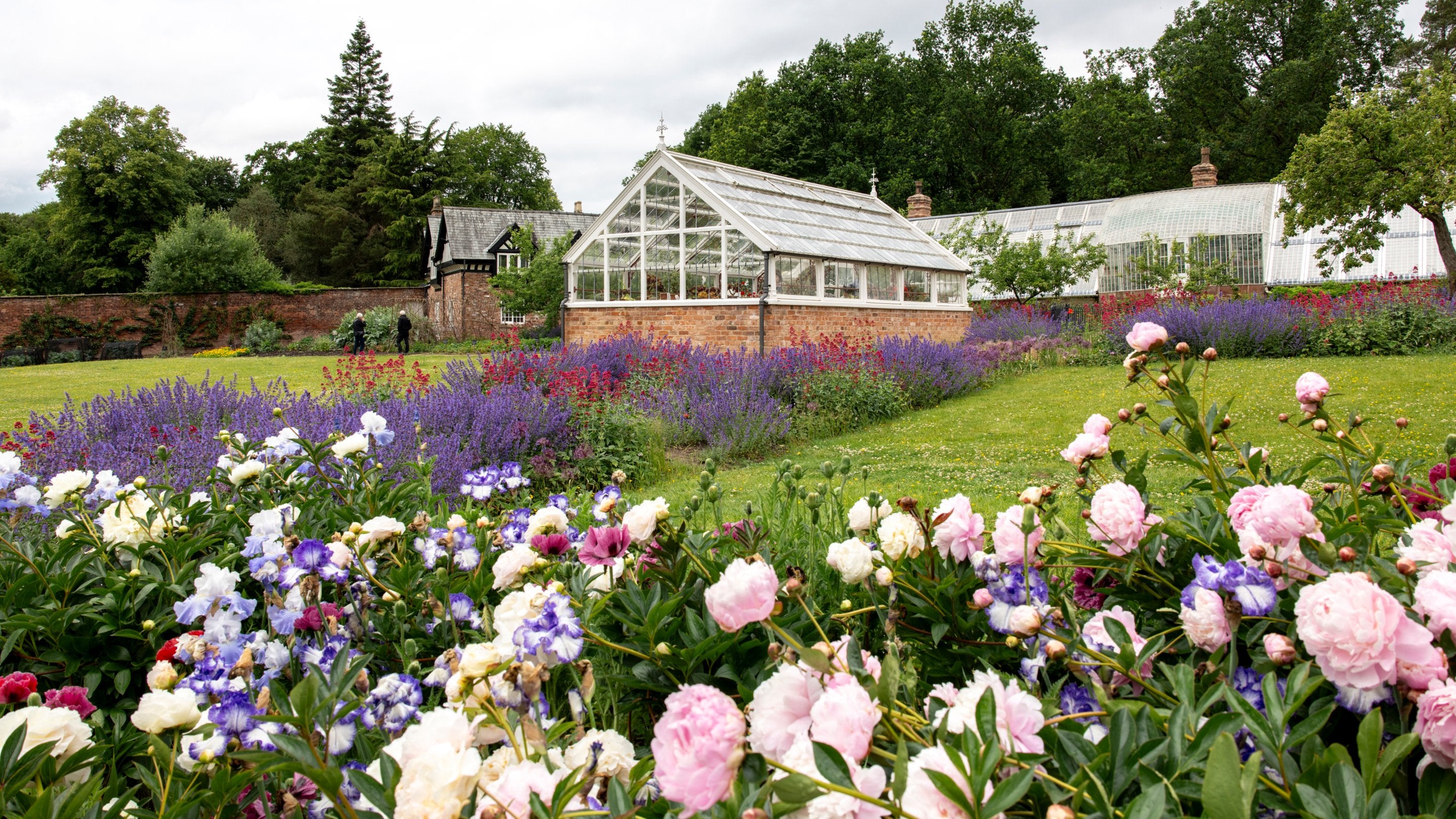 A view across the walled garden at Quarry Bank, Cheshire