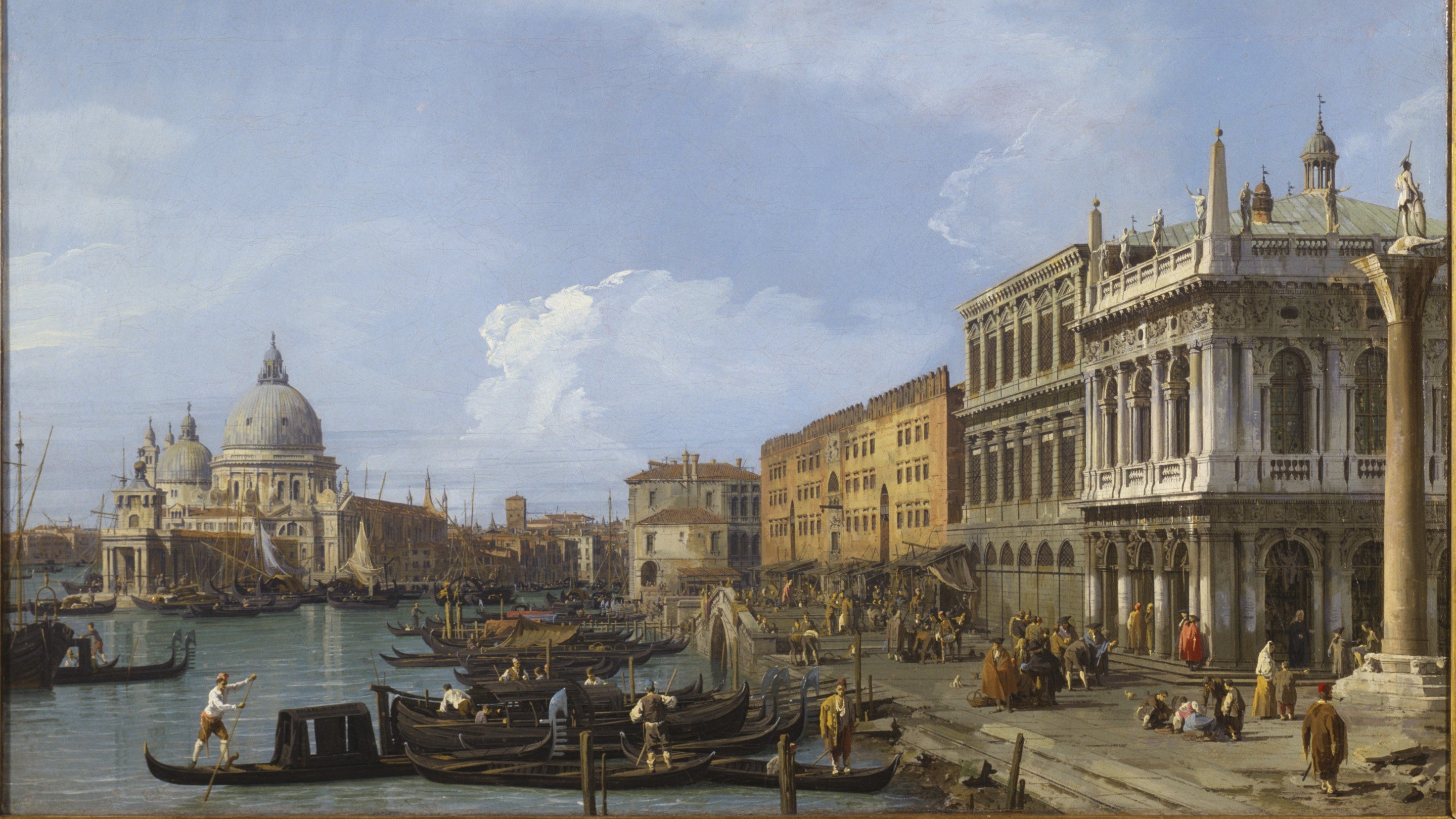 An oil painting of The Grand Canal in Venice painted by Antonio Canaletto