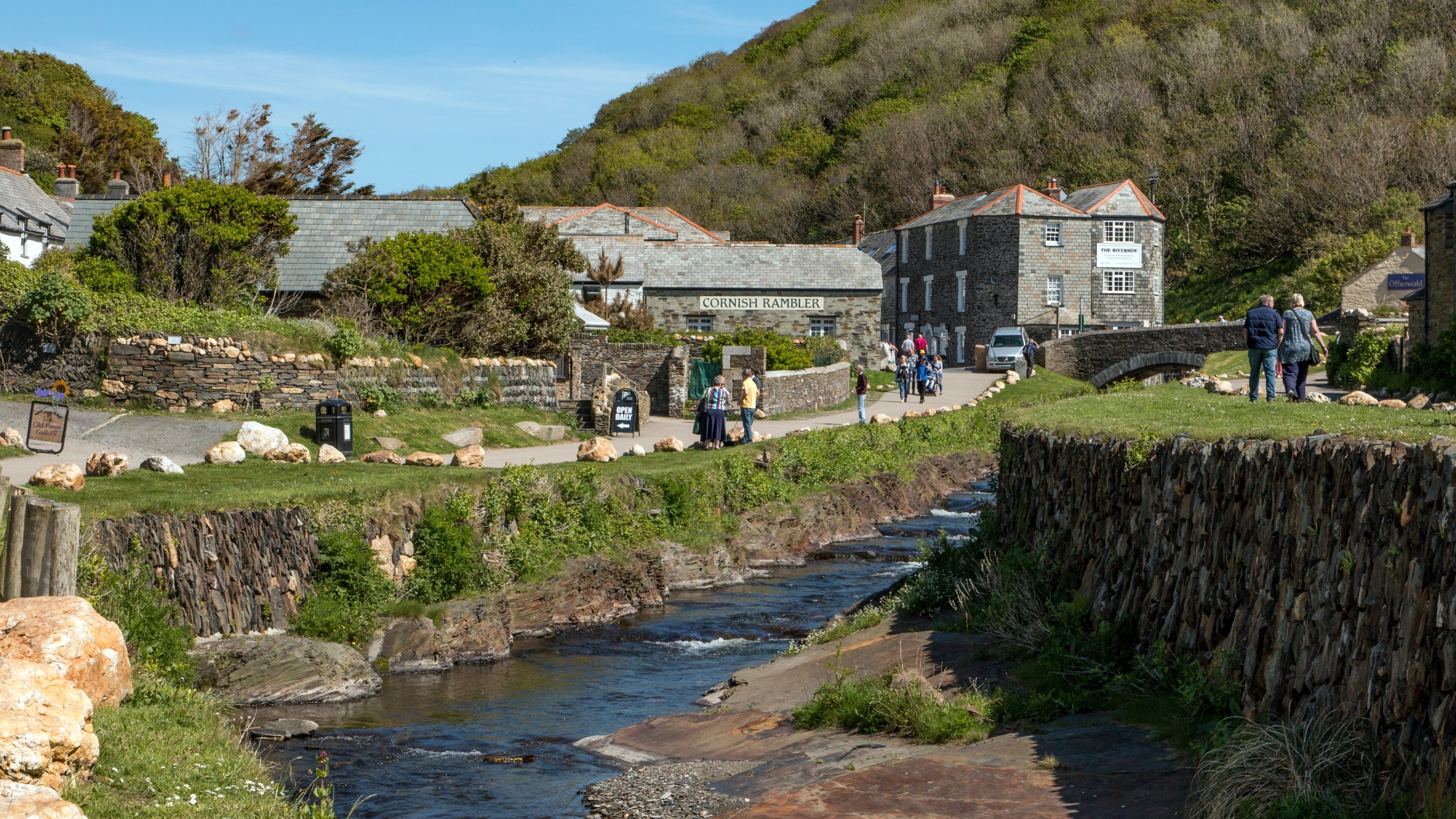 Visitors exploring Boscastle harbour in North Cornwall