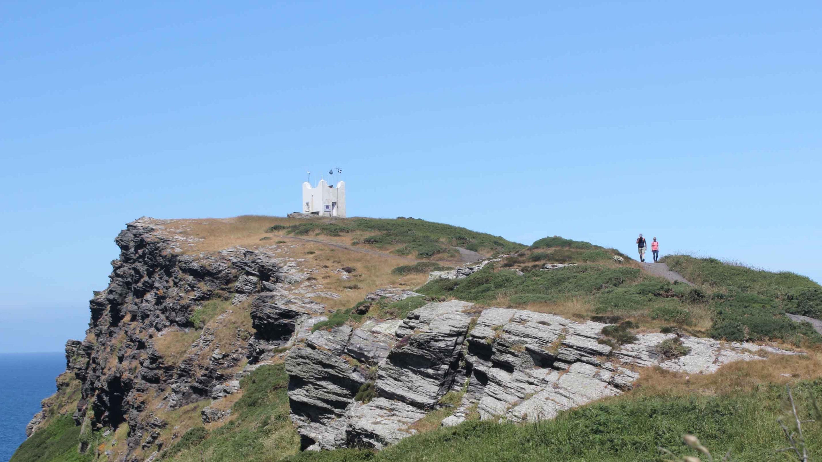 The Forrabury Stitches with a square grey structure on the top