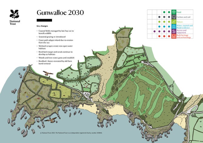 Illustrative map of Gunwalloe vision to restore nature 2030