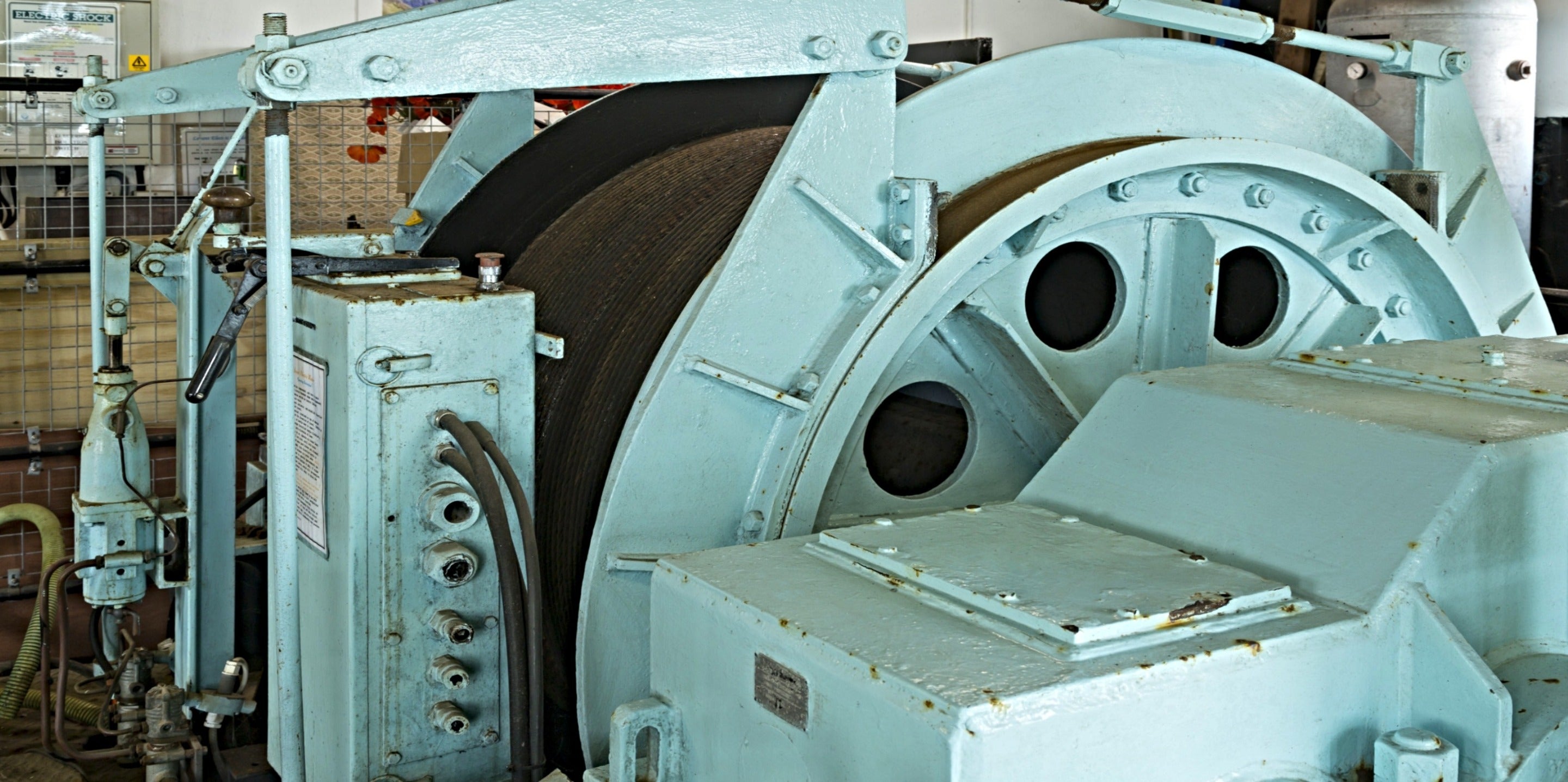 The 1960s electric winder, in the winder house at Levant Mine and Beam Engine
