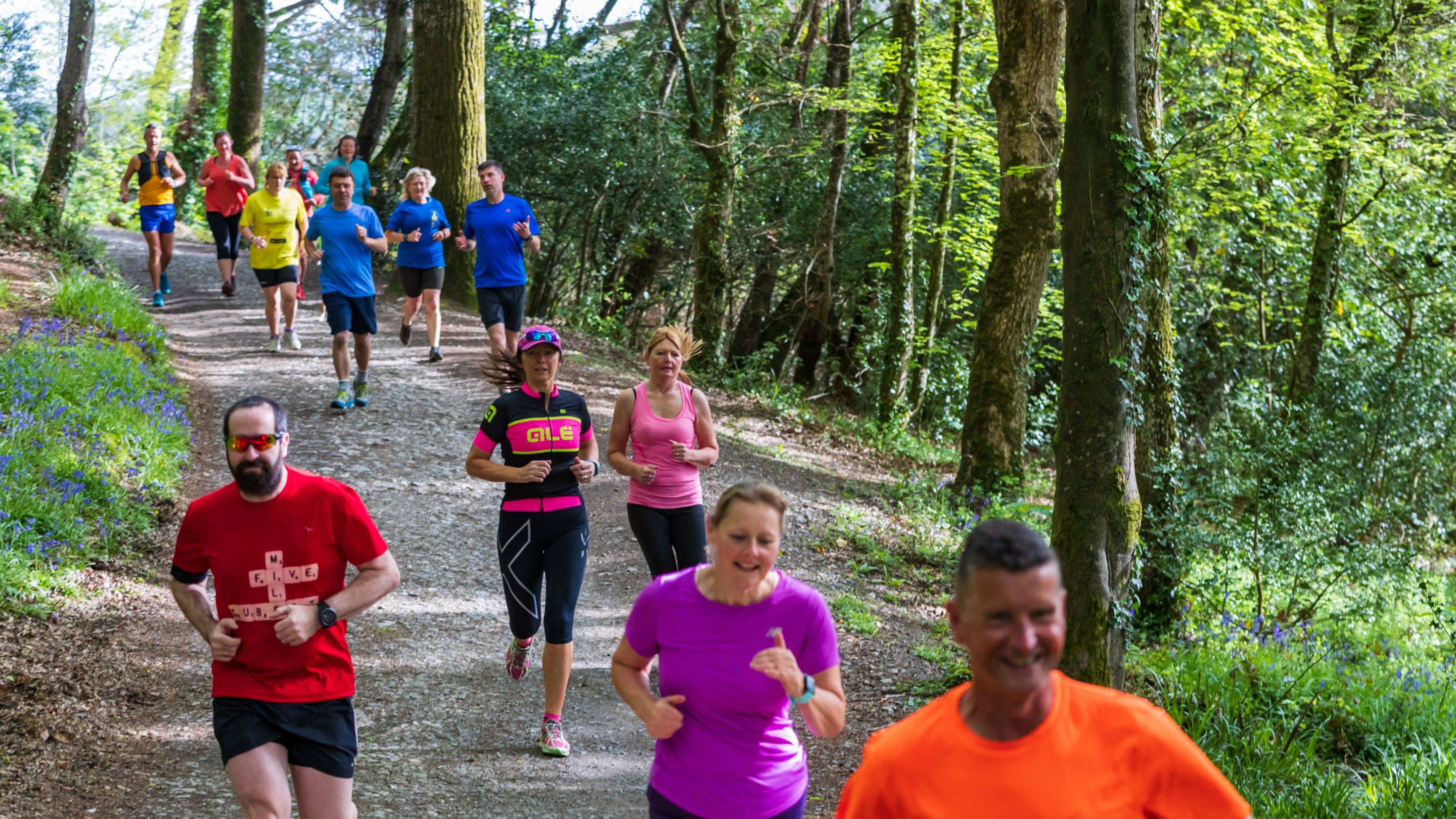 Scenic trail run during the South West Outdoor Festival at Penrose, Cornwall