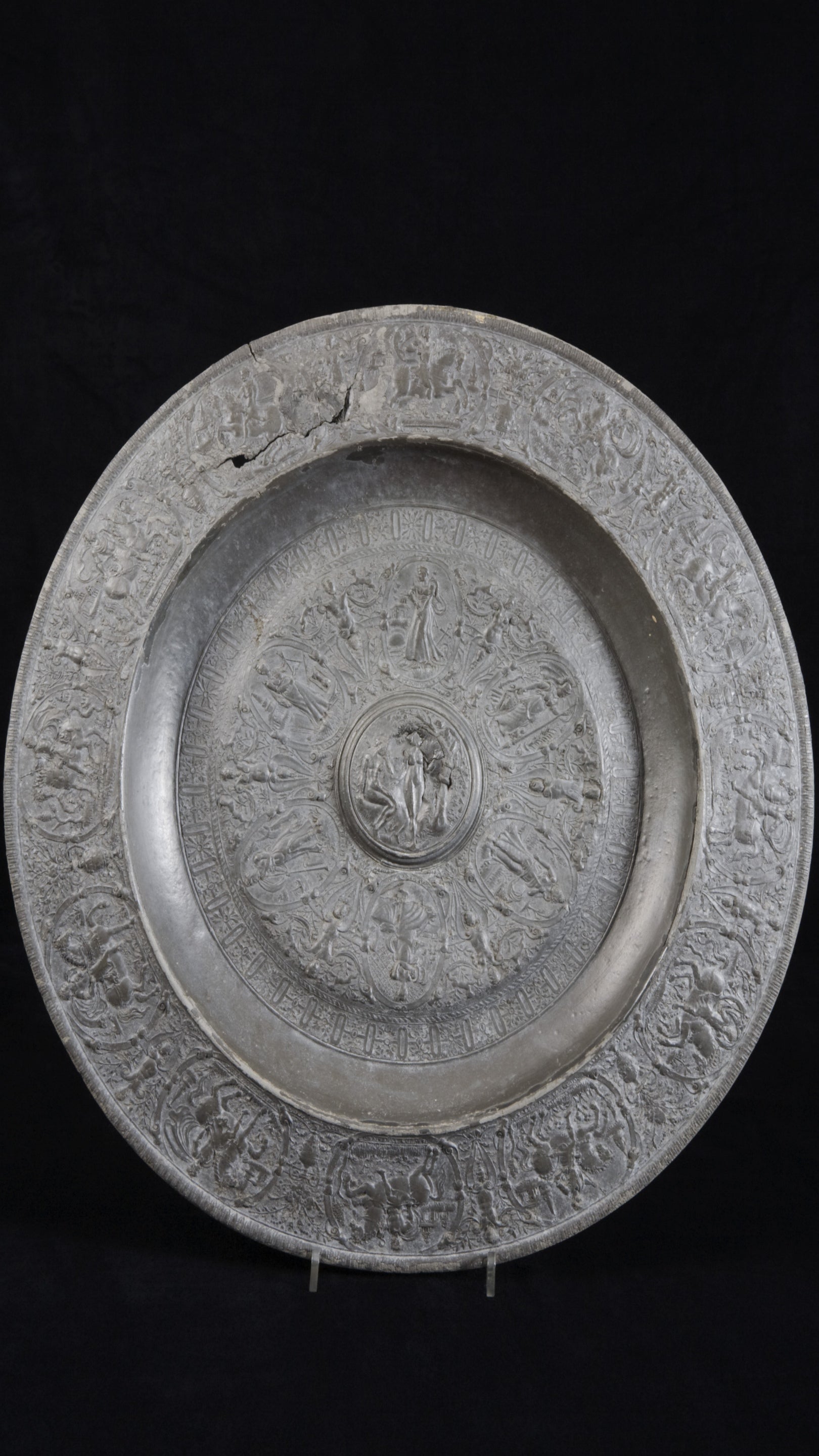 The Wimbledon dish at Arlington Court, part of the pewter collection.