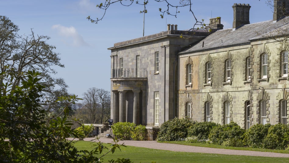 A view of the south front of Arlington Court from the garden, Devon