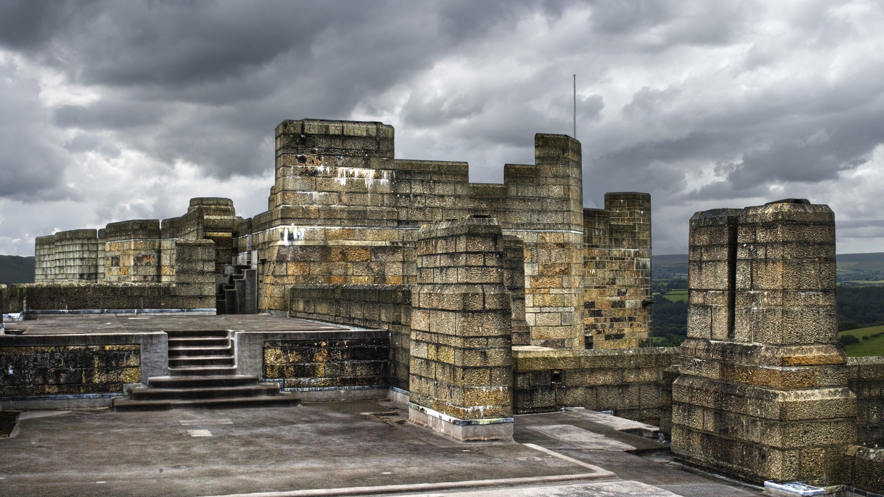 The roofscape and original asphalt of Castle Drogo, near Exeter, Devon