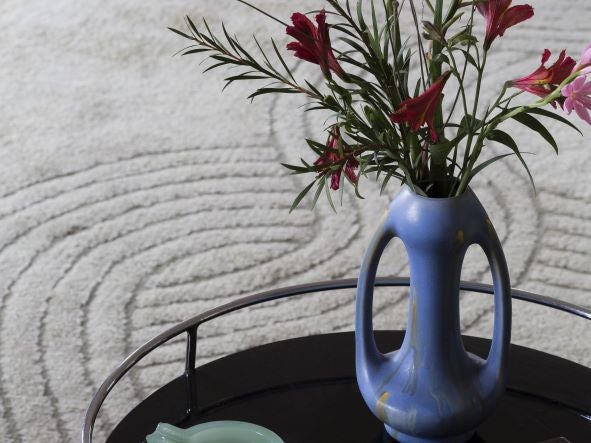Detail of the Marion Dorn carpet in the Saloon at Coleton Fishacre, Devon