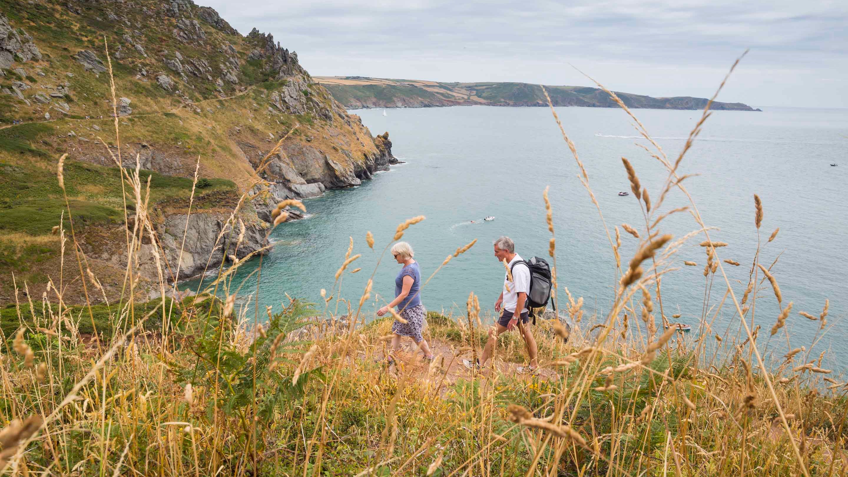 Walking the South West Coast Path at East Soar, South Devon