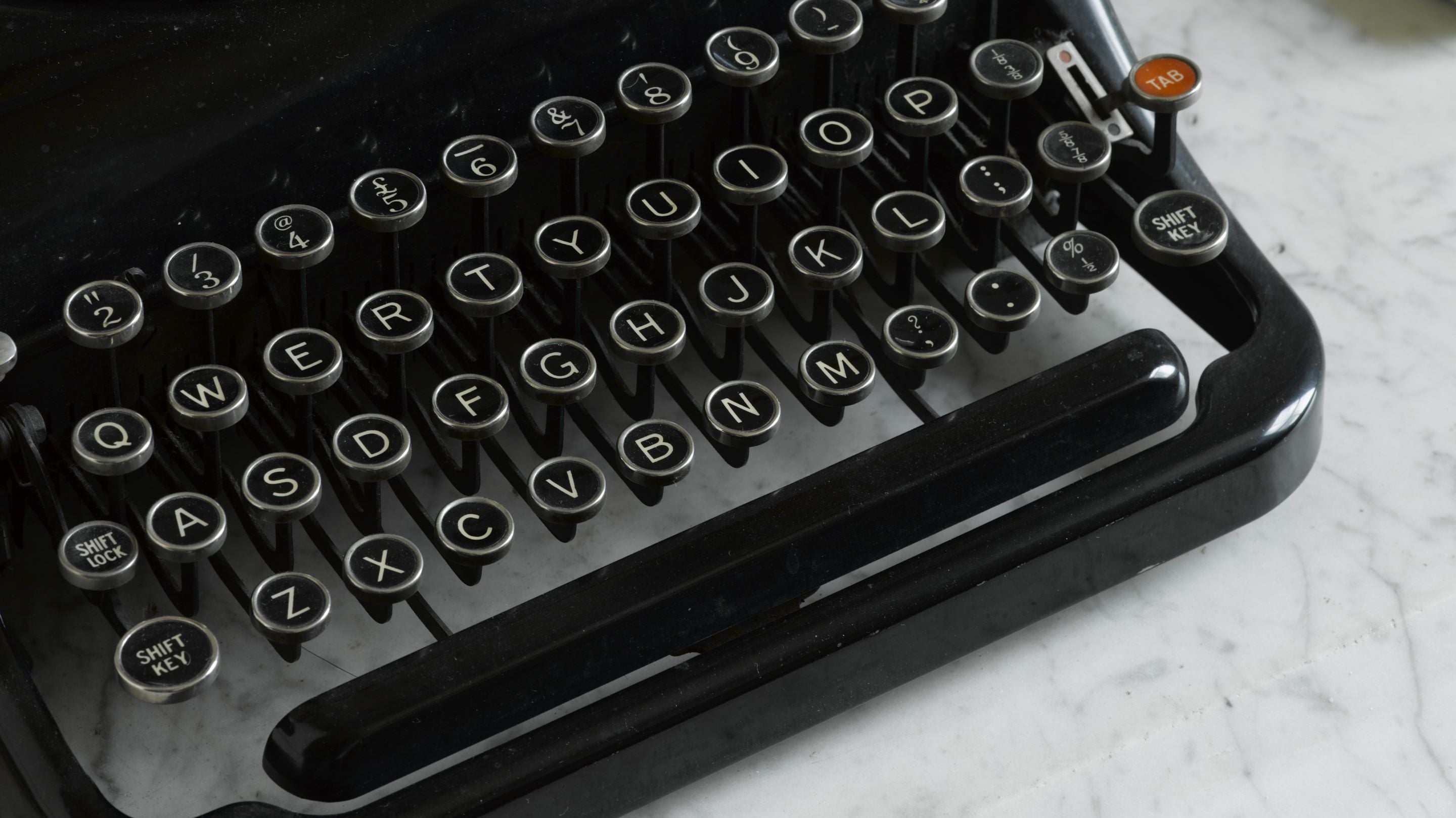 A Remington Victor T portable manual typewriter in the Fax Room at Greenway, Devon