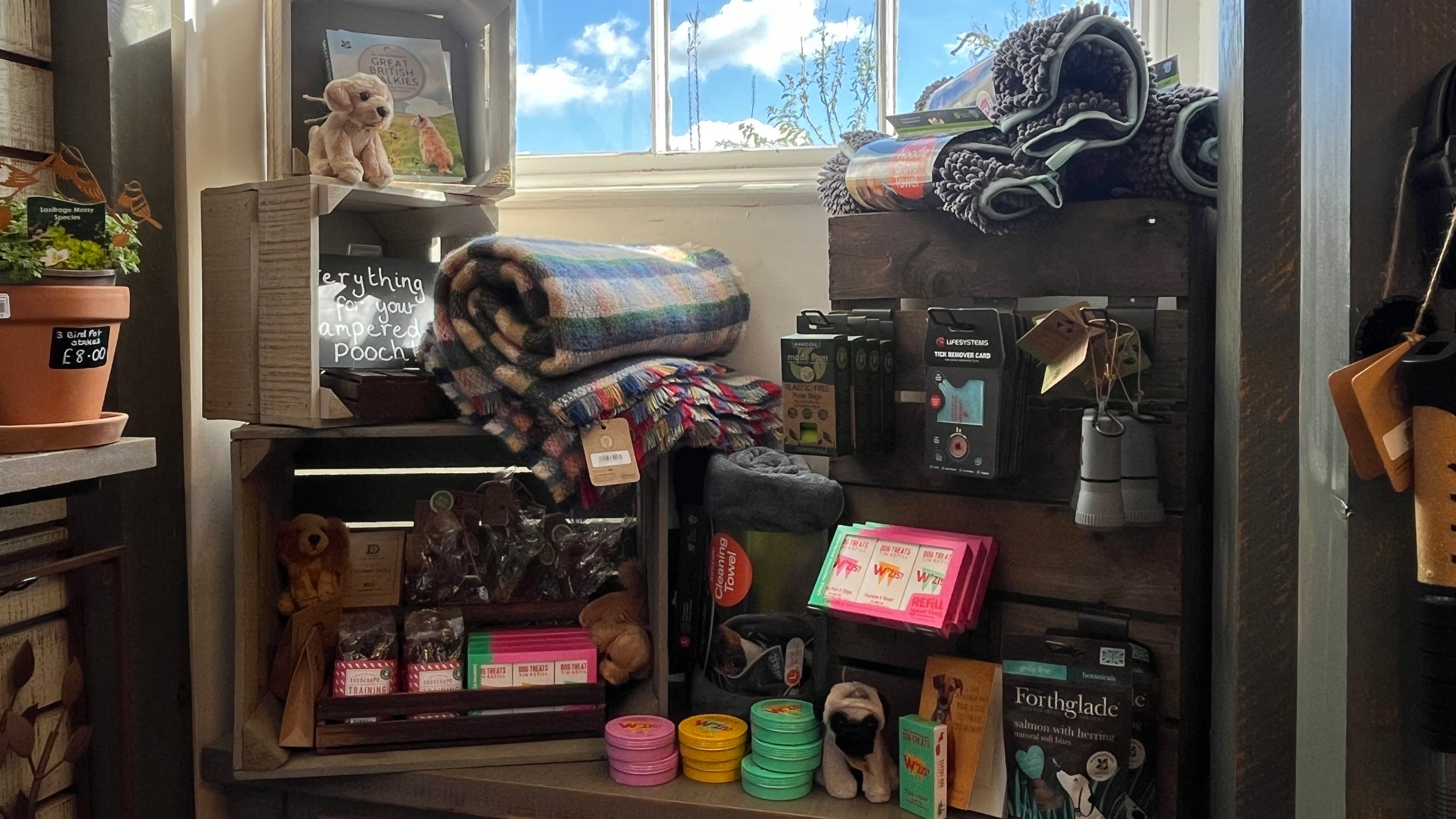 Dog treats and accessories in the Killerton shop, Devon.