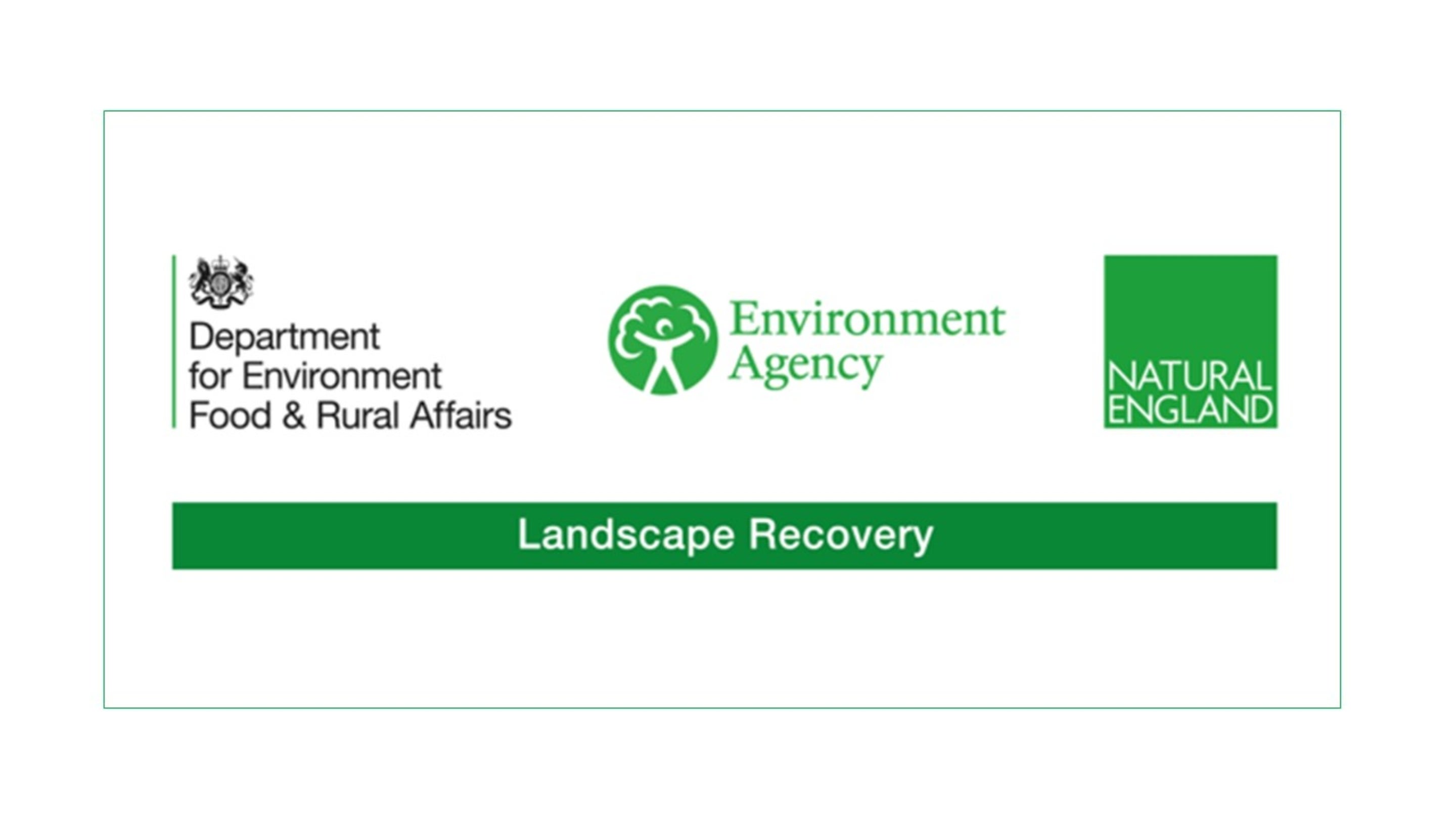 White background with green text logos for the Department for Environment, Food and Rural Affairs, the Environment Agency and  Natural England