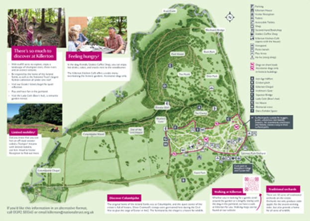 Map of Killerton house, garden and surrounding parkland