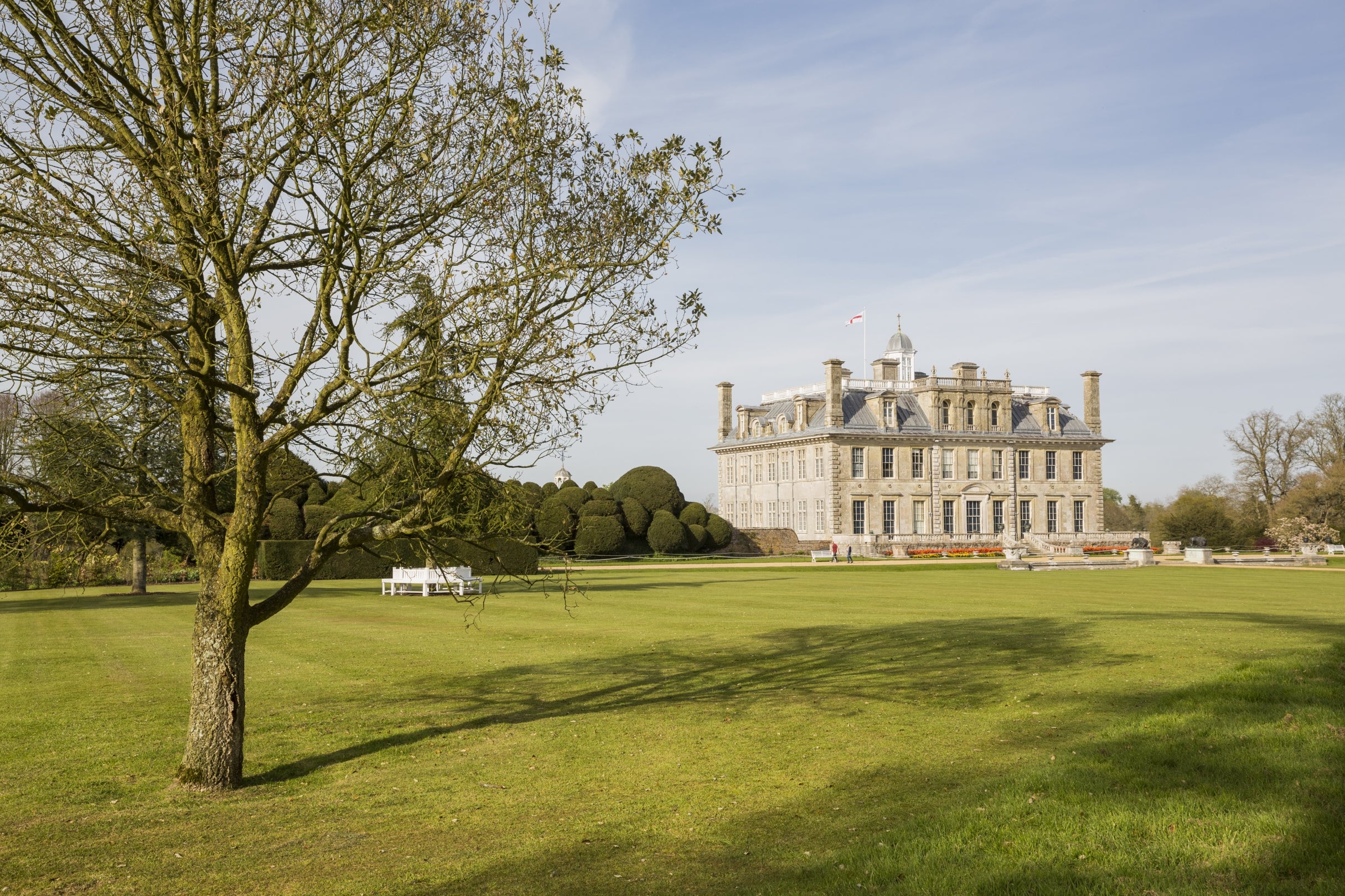 A view of the house across the lawn at Kingston Lacy, Dorset