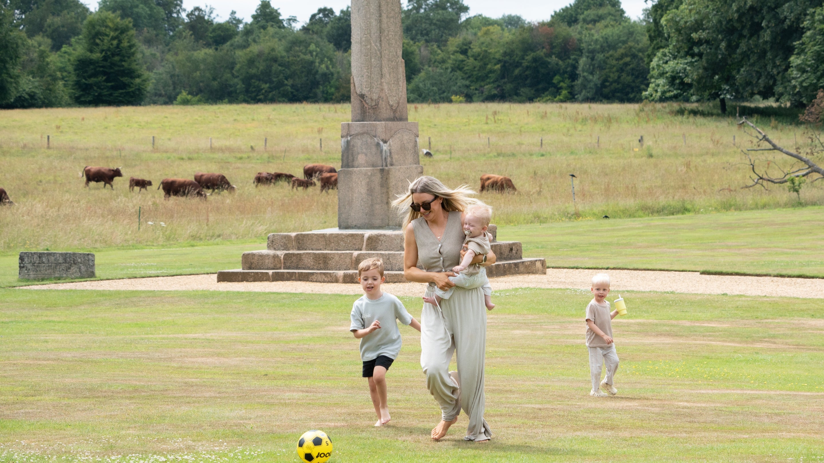 A family playing football