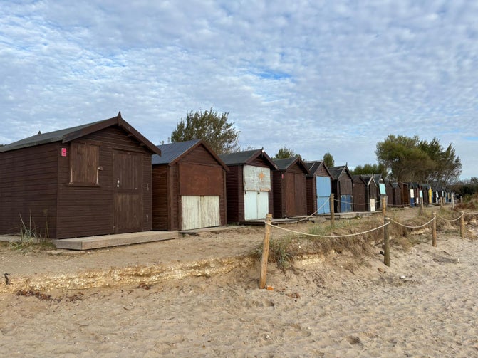 A photo of beach huts at Knoll Beach