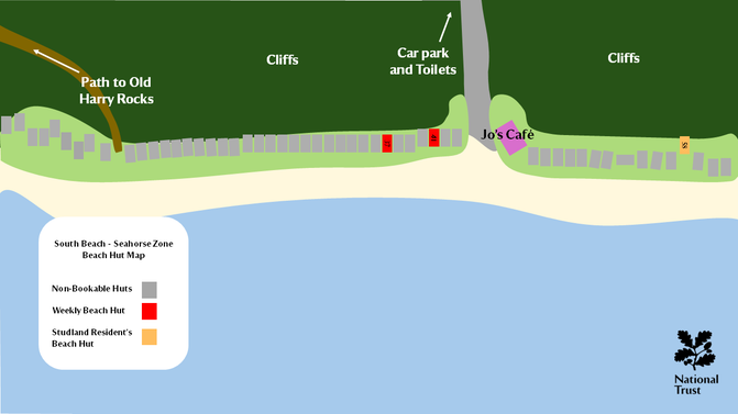 a map showing the location of beach huts on South Beach