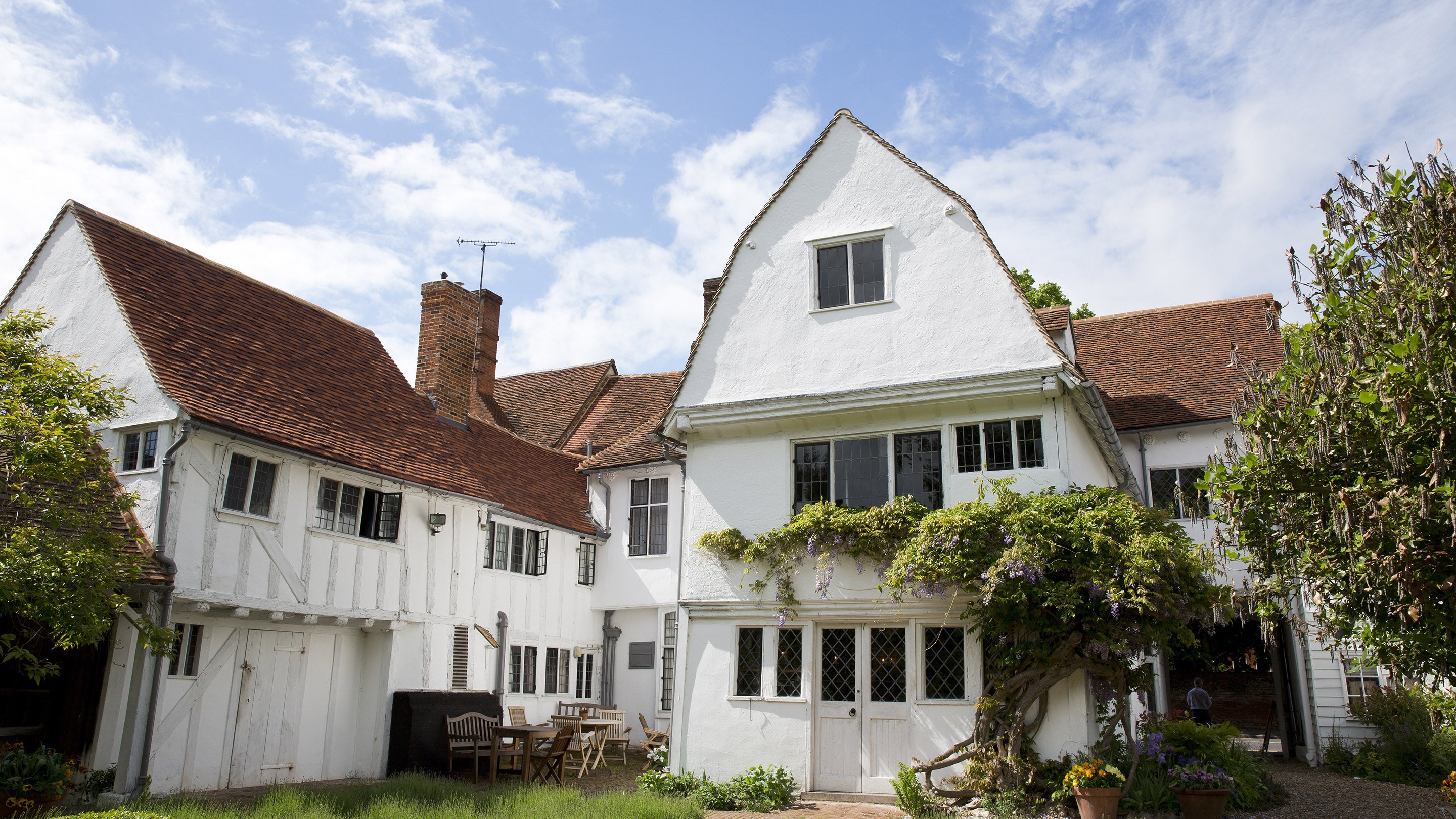 A view of the exterior of Paycocke's House in Colchester in Essex