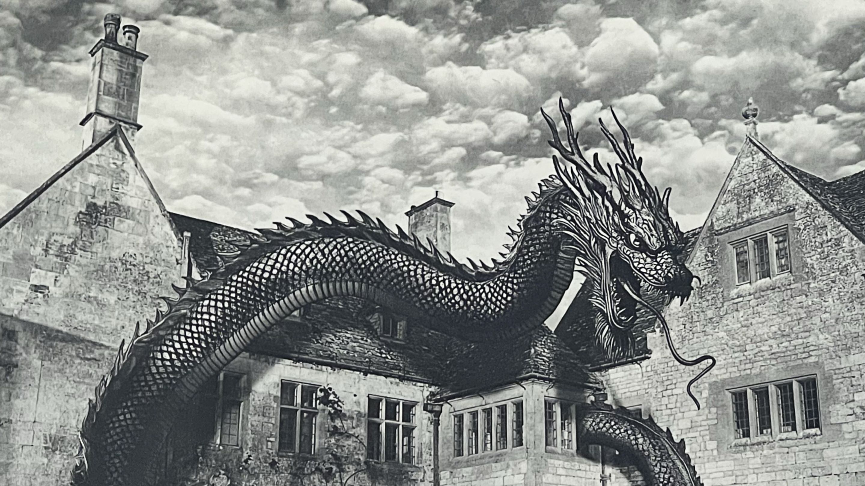 Detail of dragon image from Anderson & Low exhibition 'A Place that Whispers' 2026