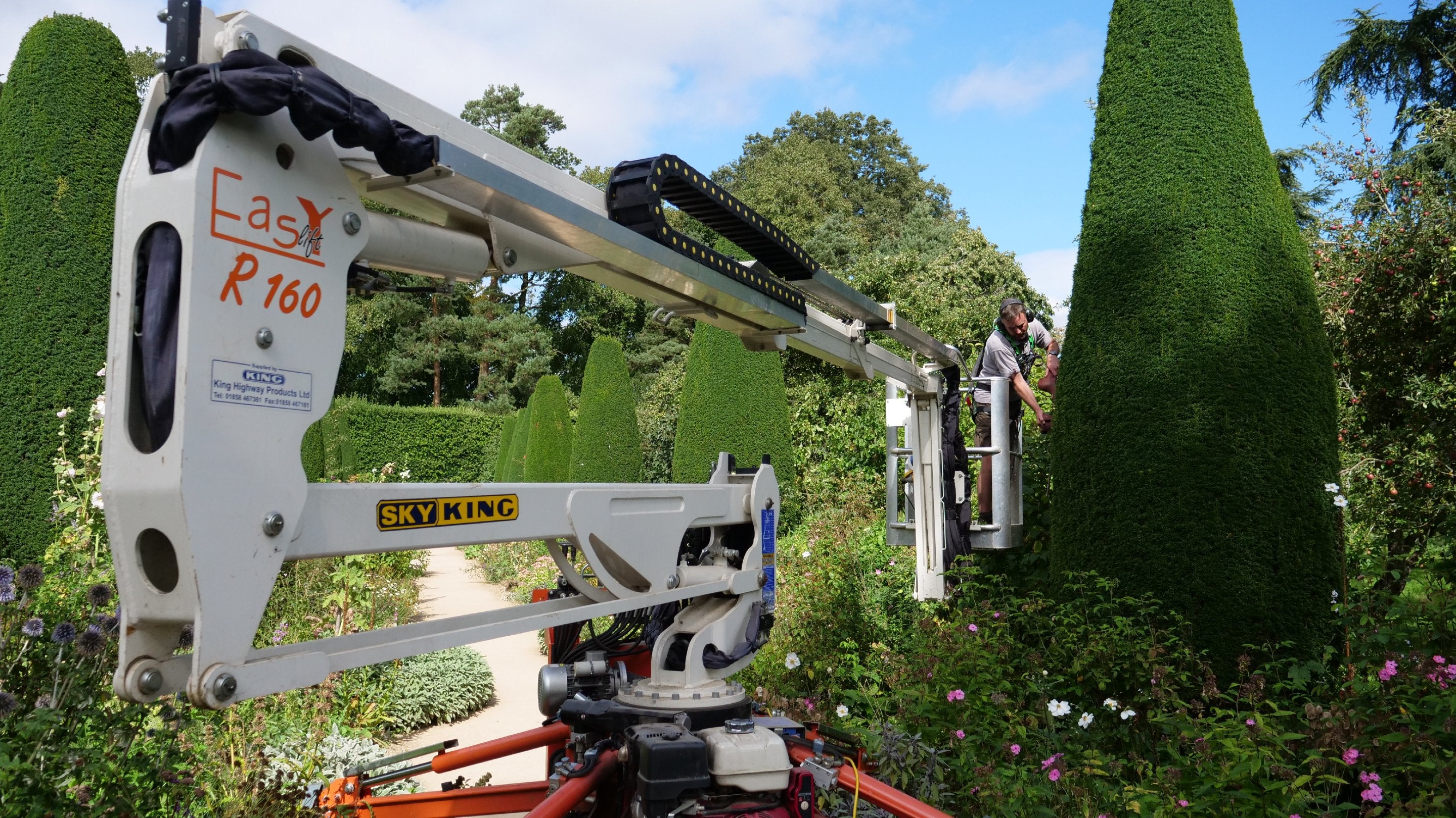Hedge cutting machinery at Hidcote in Gloucestershire