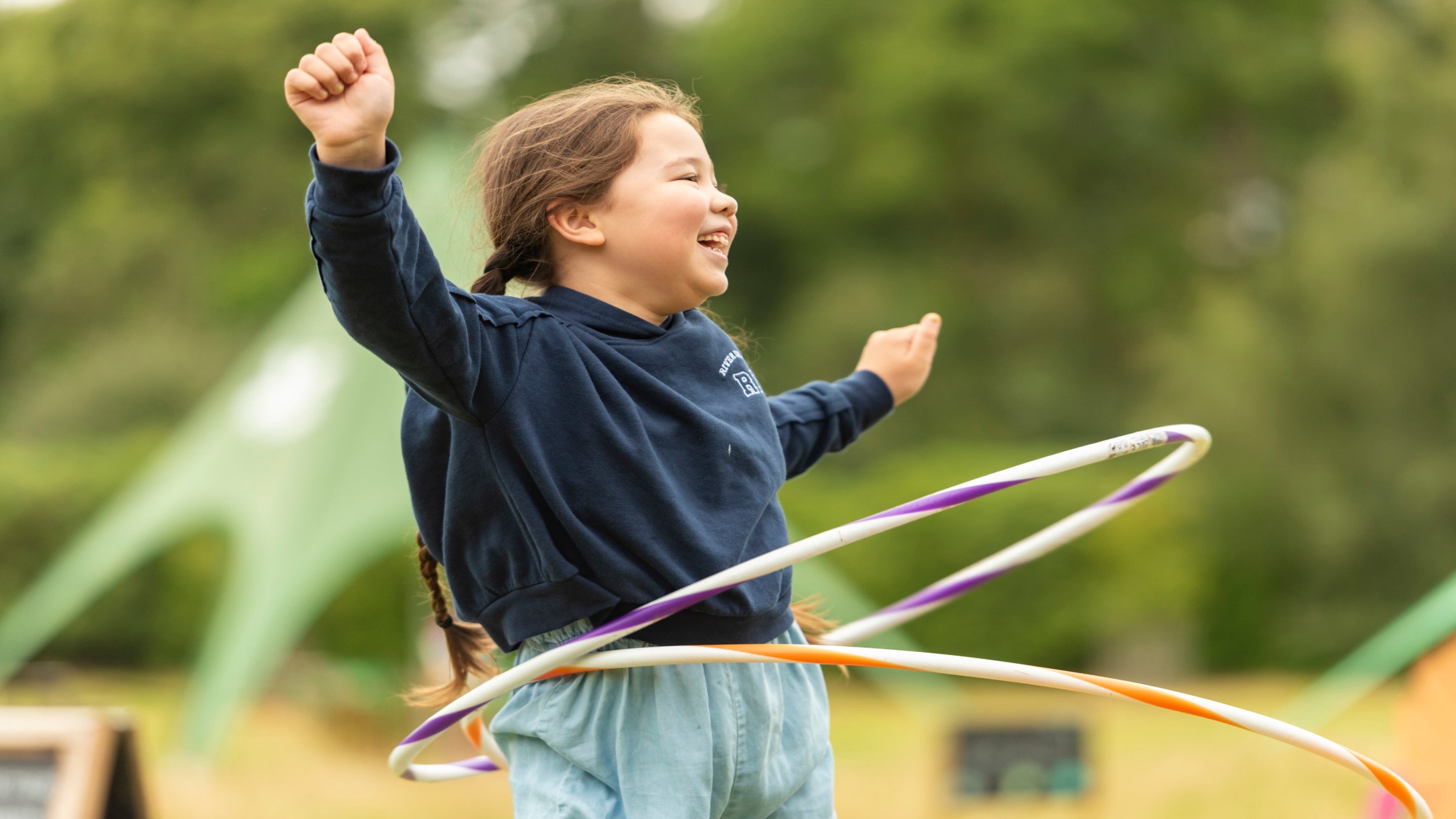 Girl hula hooping