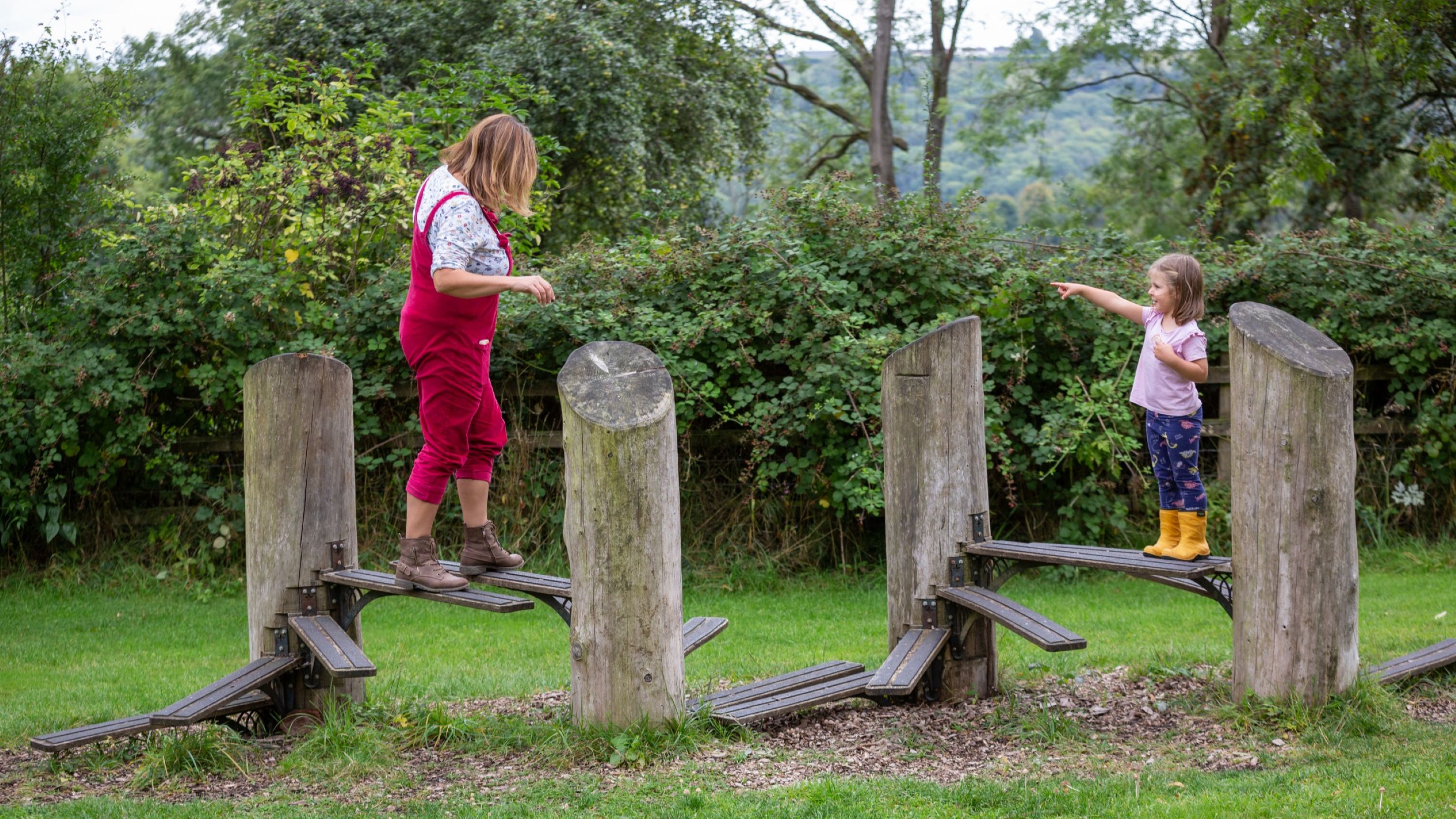 Children enjoying the play equipment at Newark Park