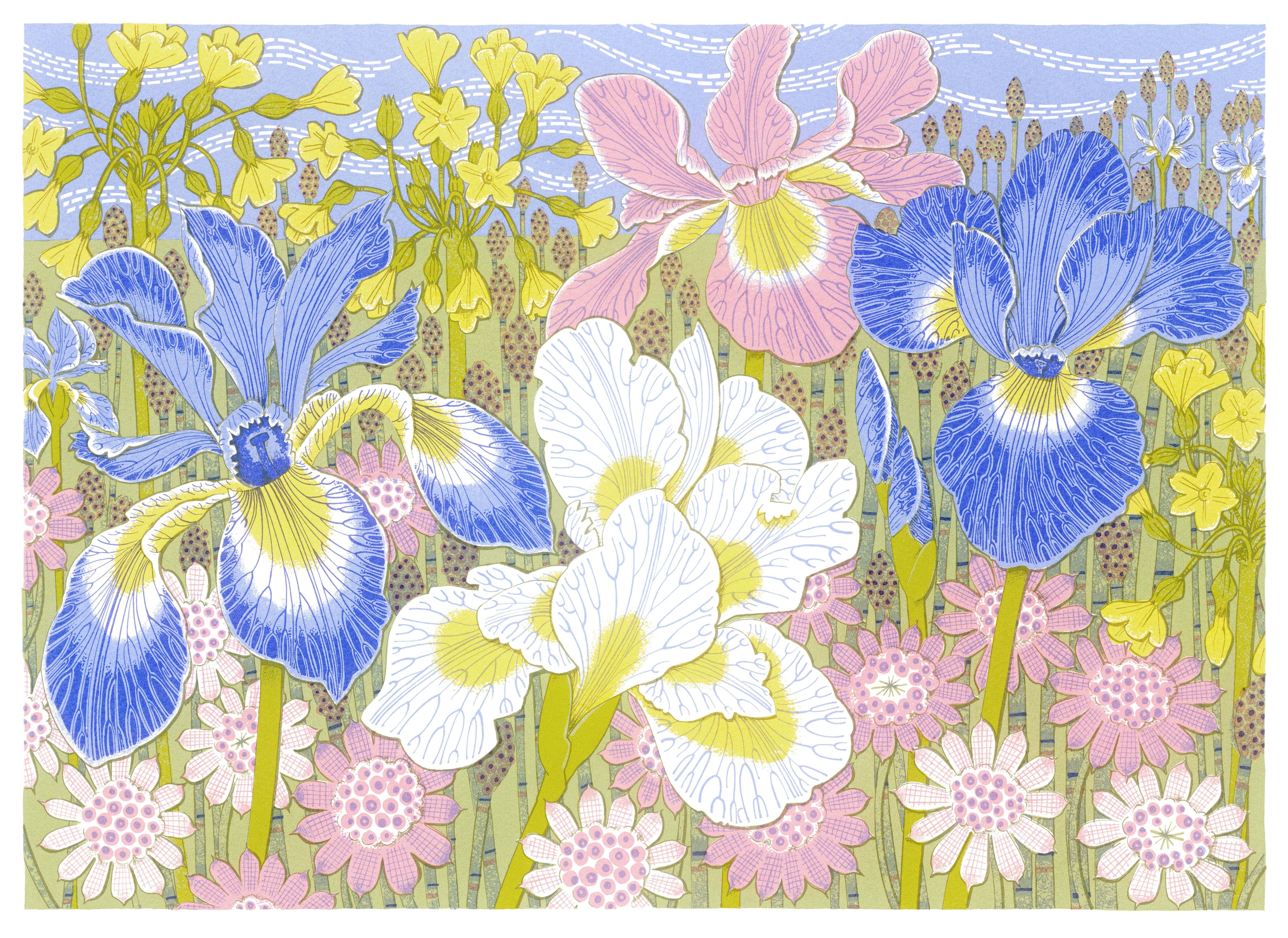Angie Lewin, The May Garden screenprint