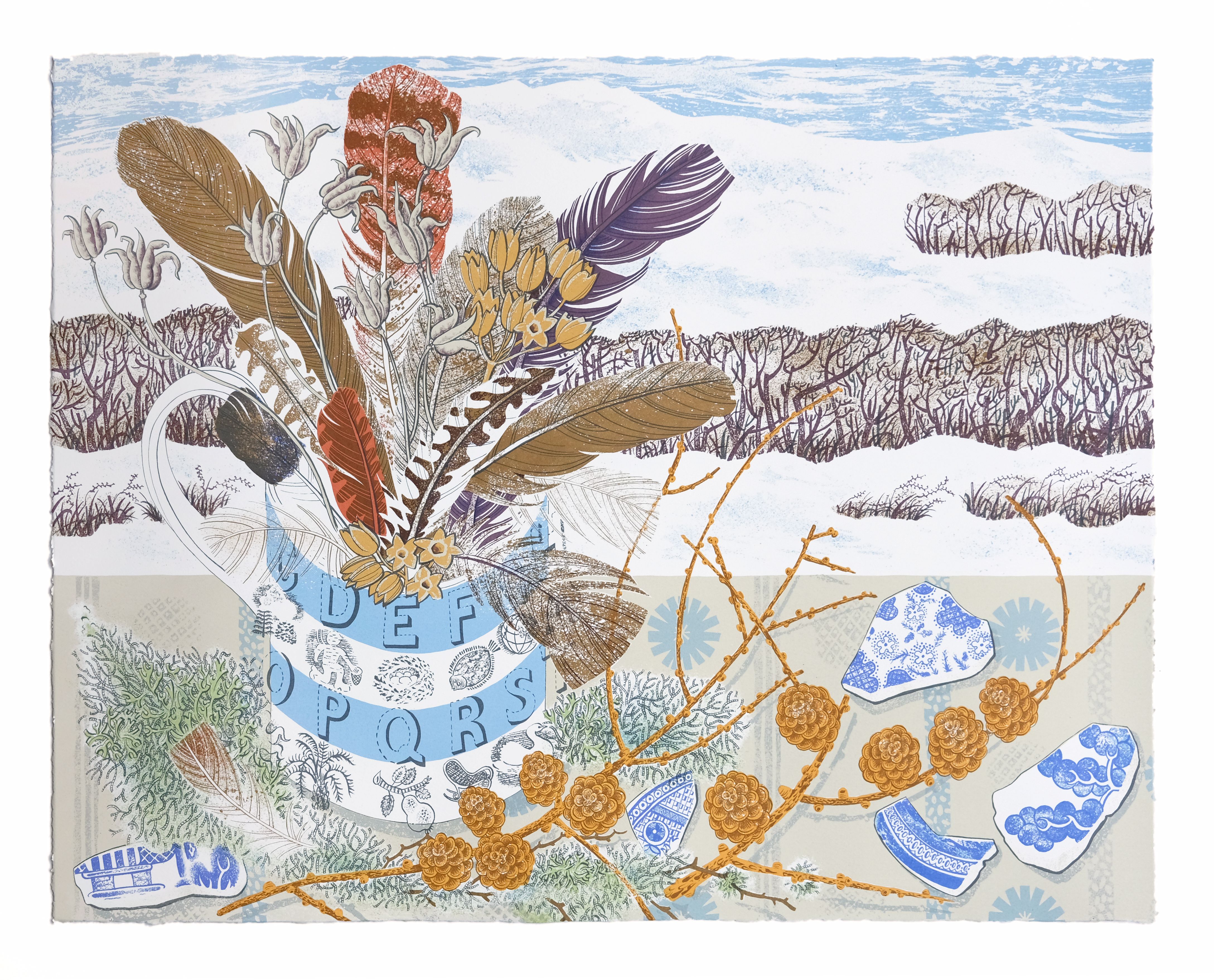 Angie Lewin_Spey Larch and Feathers screenprint