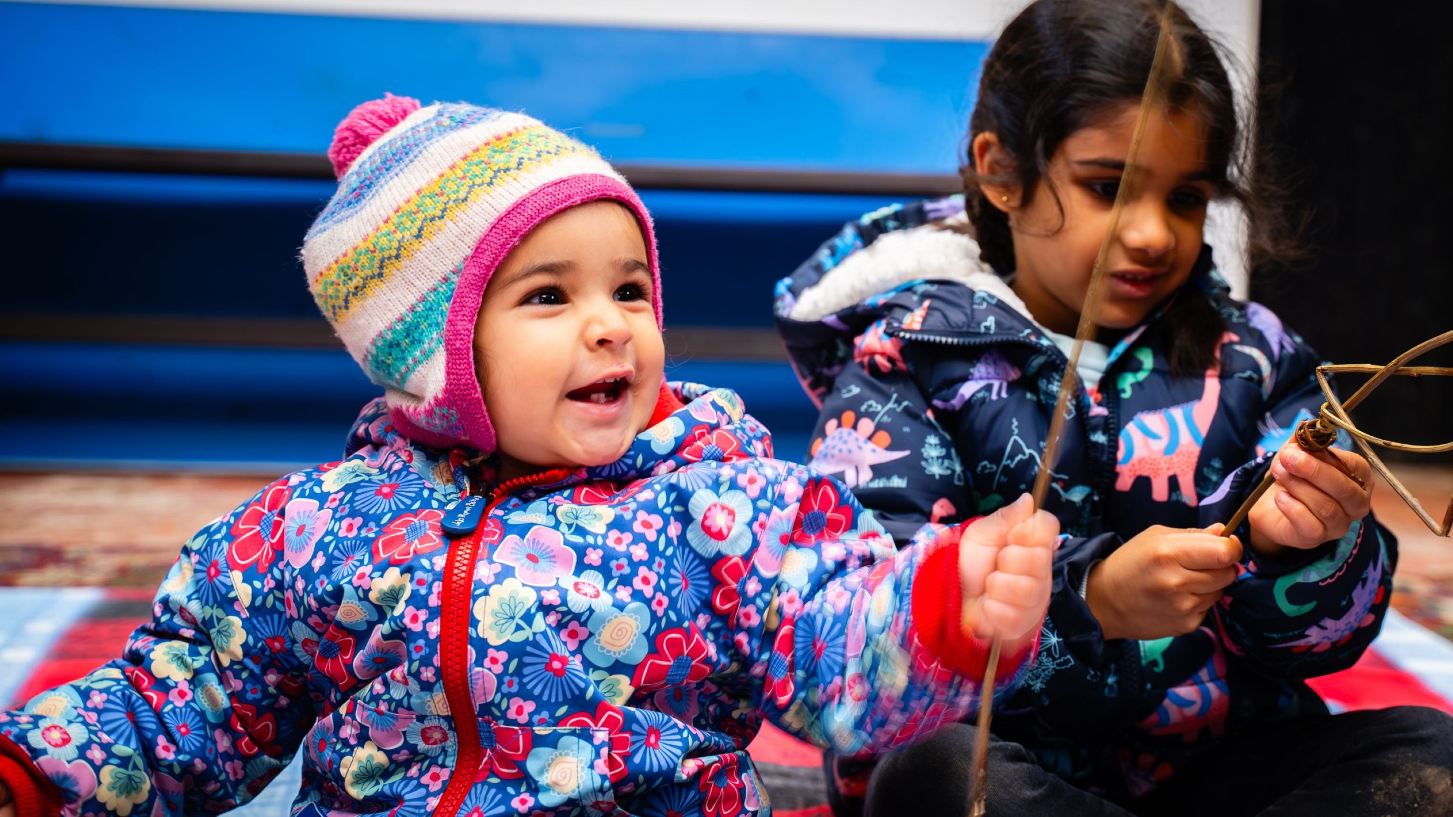 Children taking part in natural winter crafts