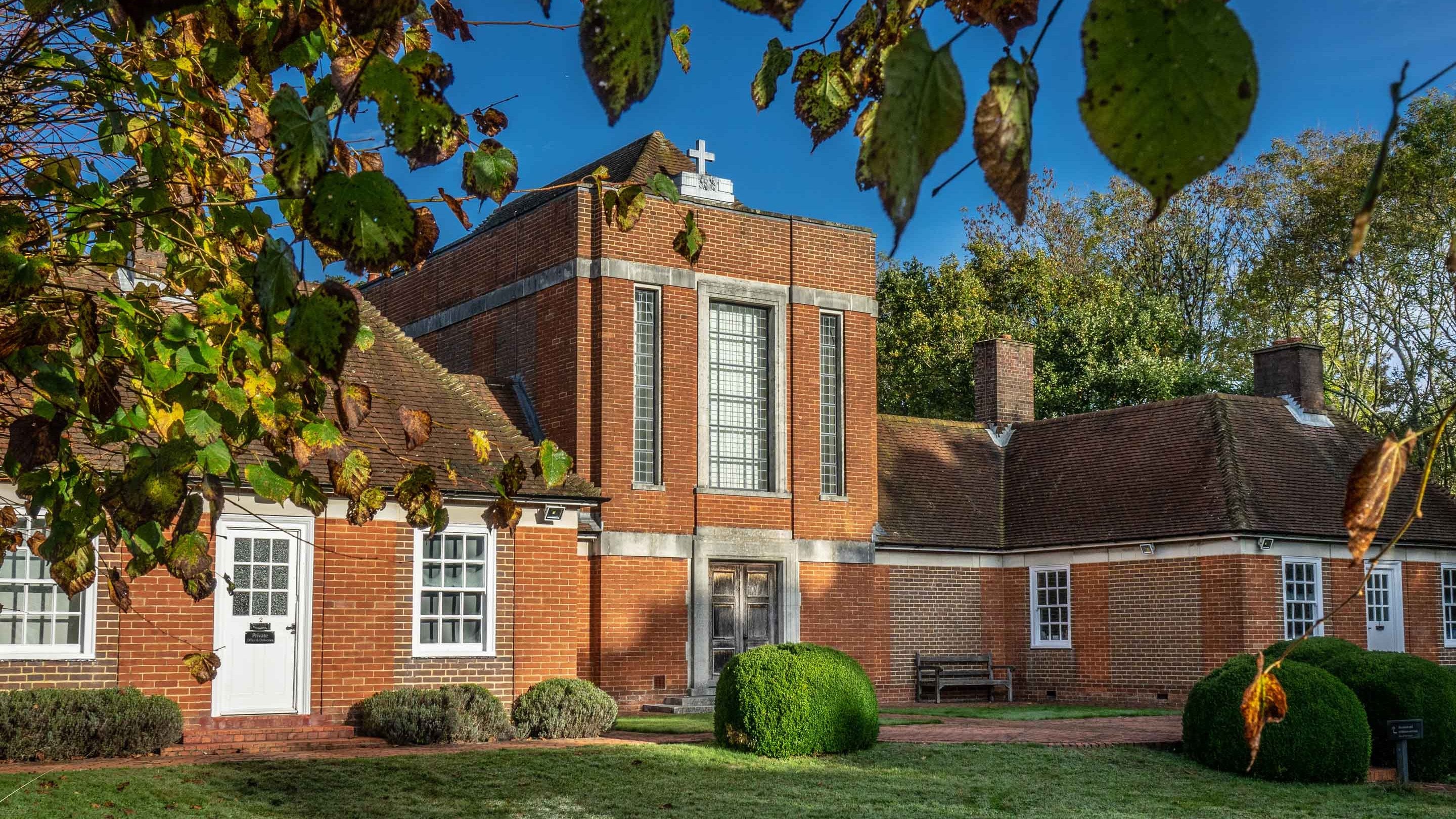 View from the orchard at Sandham Memorial Chapel, Hampshire in summer
