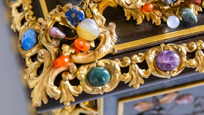 Semi-precious stones adorn an 18th-century Italian casket at The Vyne