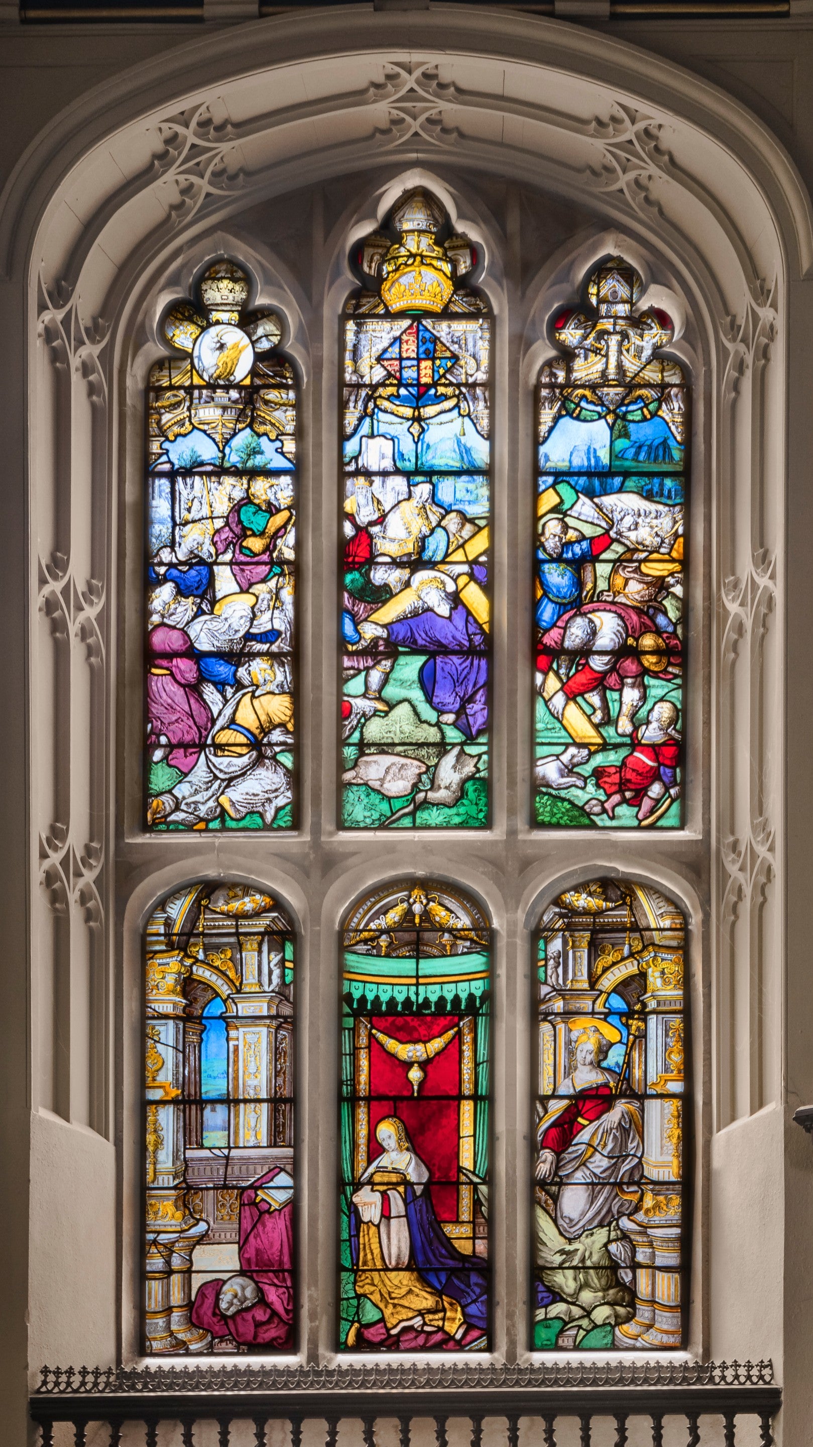 Stained glass windows in the Chapel at The Vyne, Hampshire