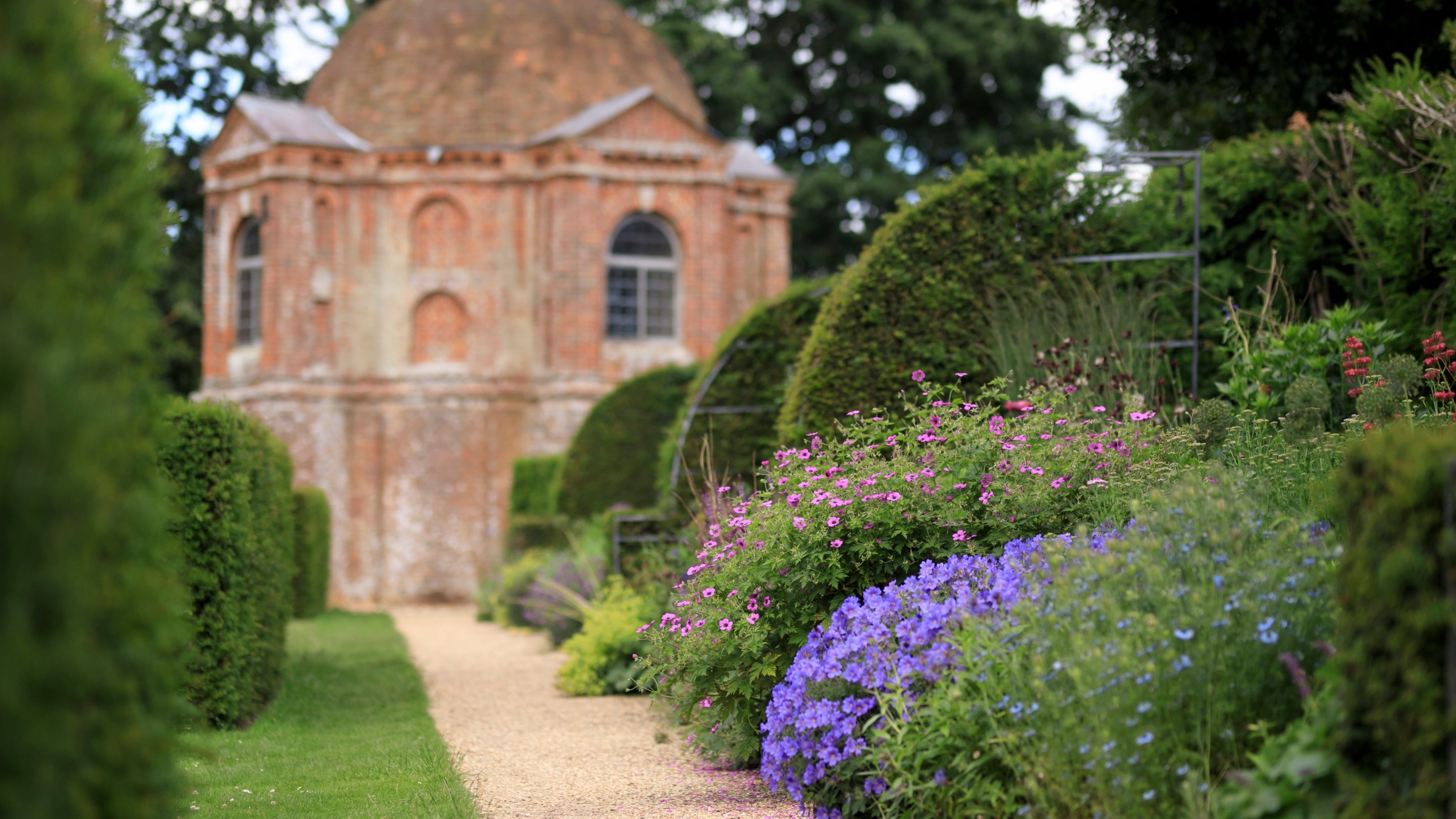 Herbaceous borders of the summerhouse garden at the Vyne, Hampshire