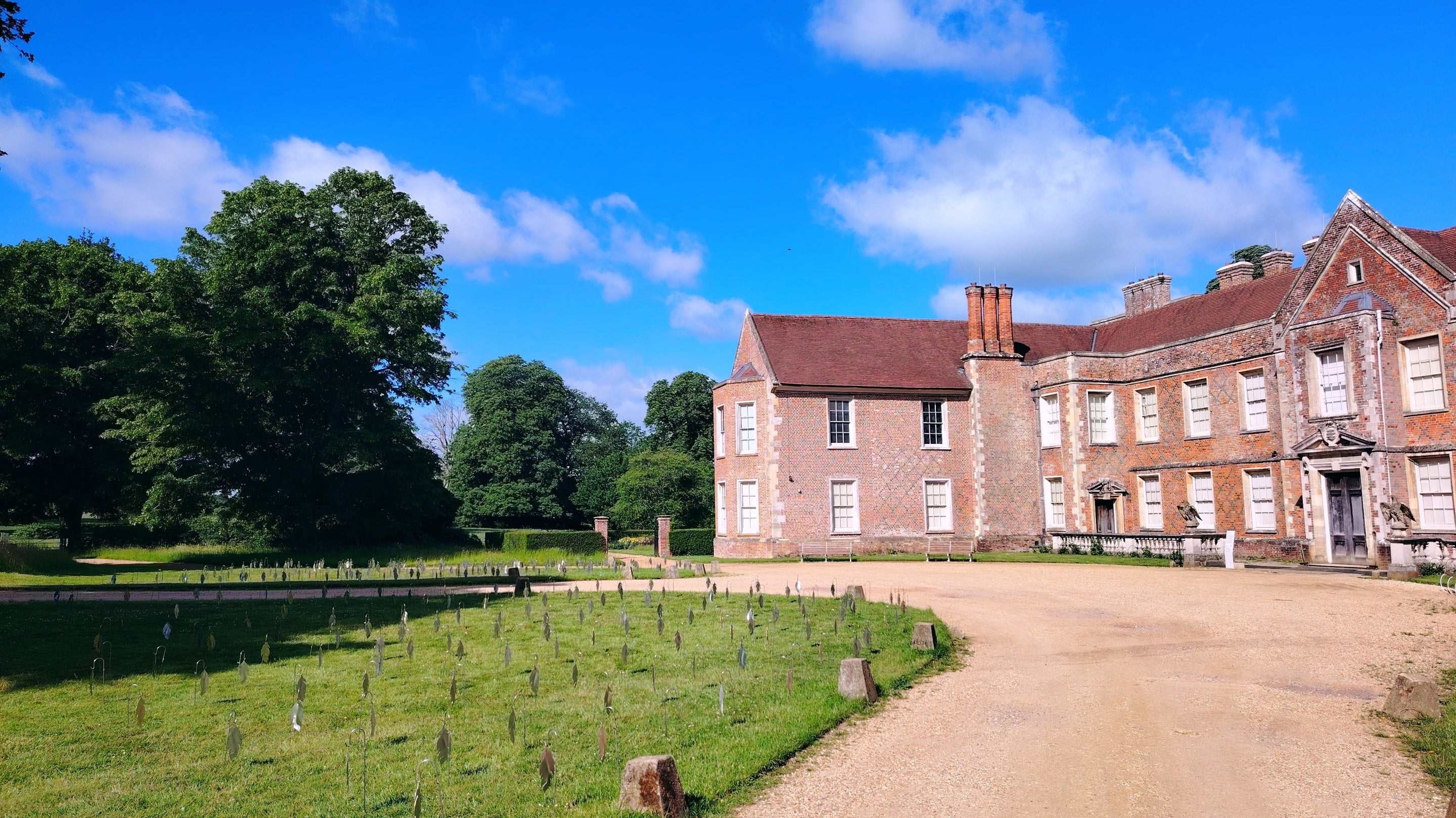 Hundreds of metal feathers form a display on The Vyne's South Drive.