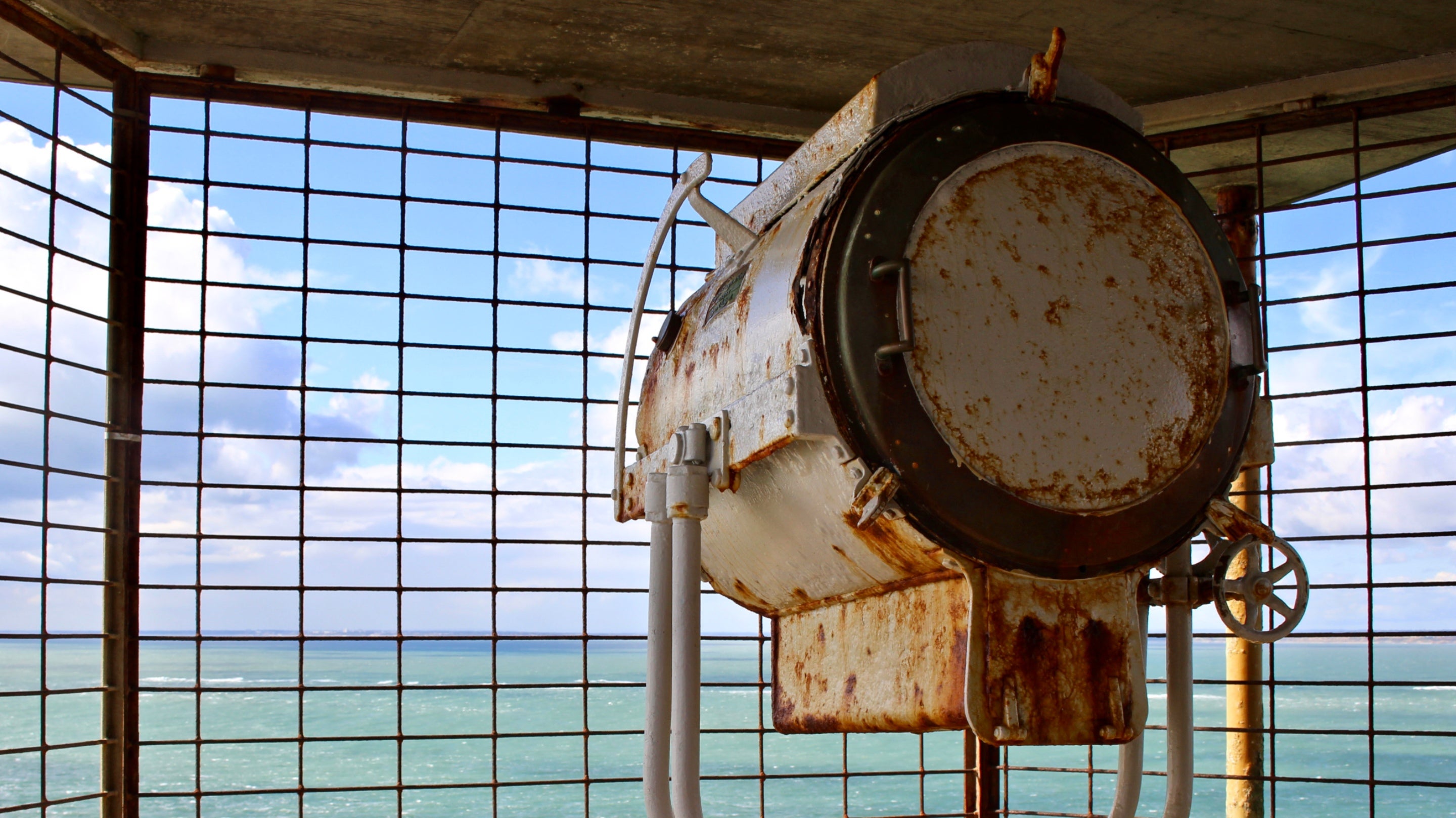 Searchlight at the searchlight emplacement Needles Old Battery, Isle of Wight.