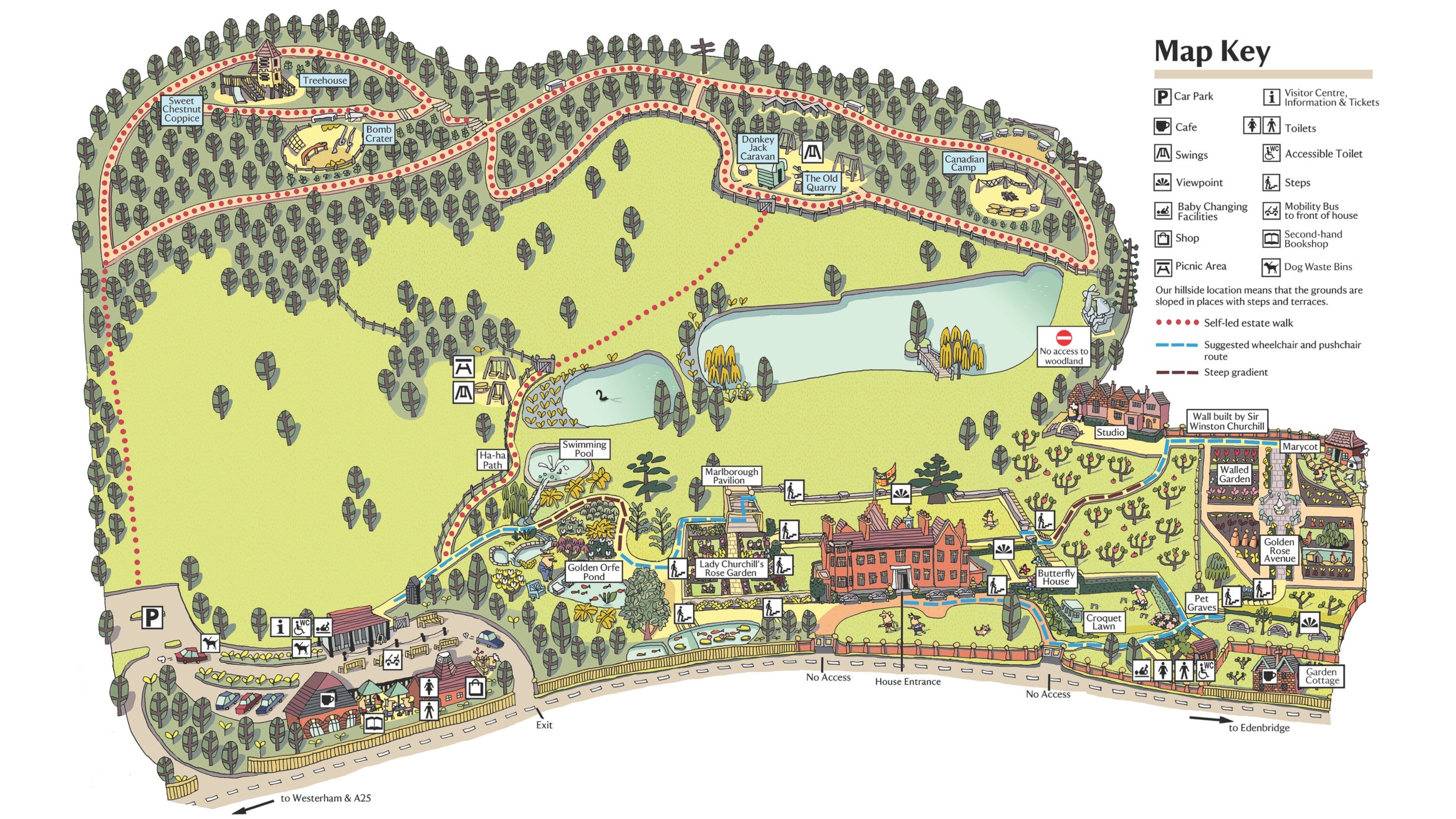 An image of the illustrated map of Chartwell