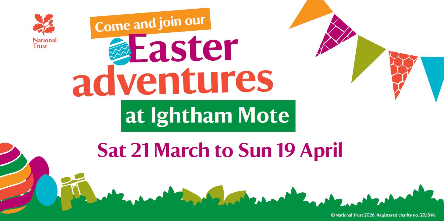 Illustrations in bright colours, including green grass, Easter eggs, multi-coloured bunting, with text across middle on a white background.