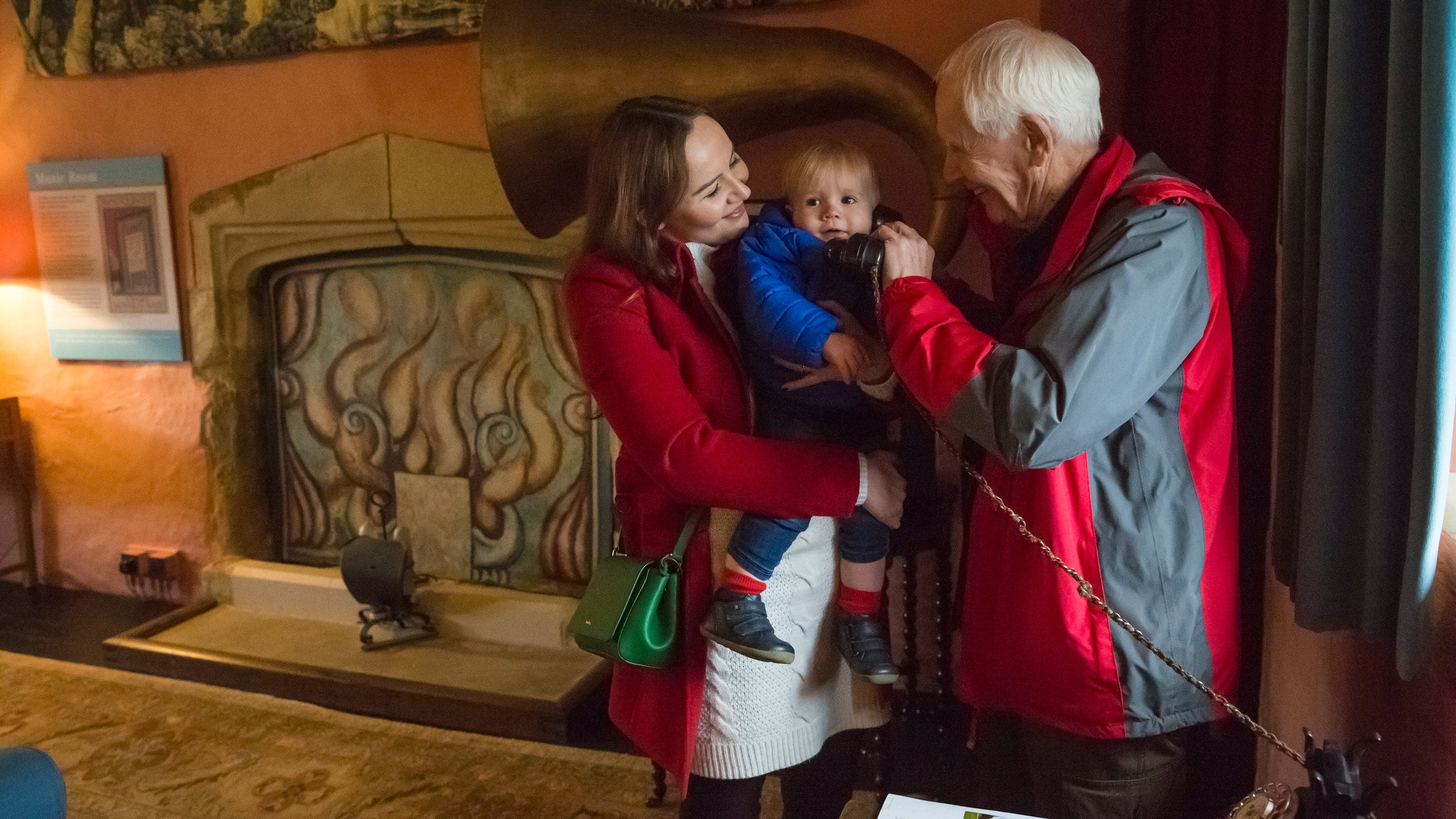 Visitors in the Music Room inside the Gatehouse Tower at Knole, Kent